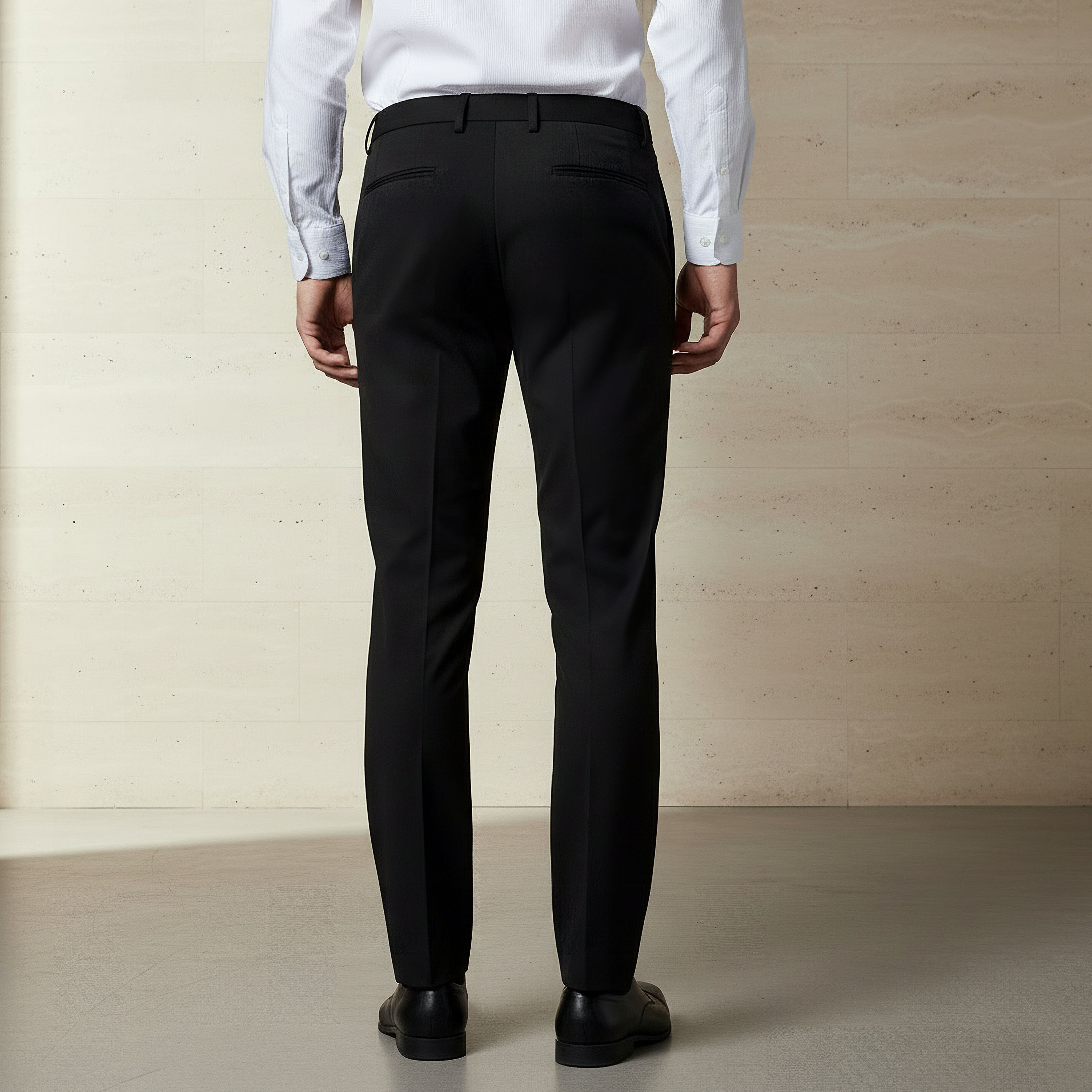 Regular Fit Dobby Flexi Waist Formal Trousers-men-clothing-bottoms-trousersandchinos-trousers-image-3