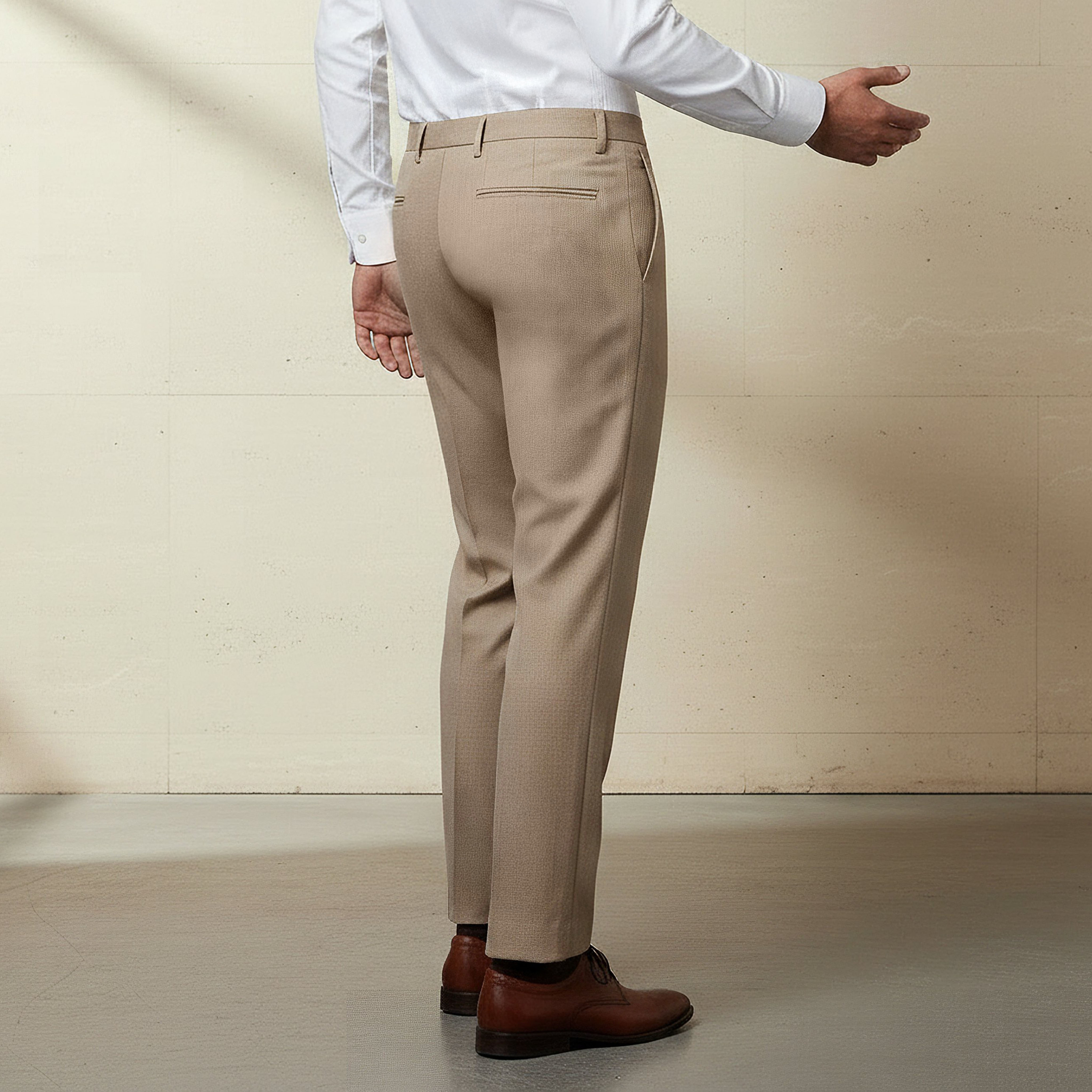 Regular Fit Dobby Flexi Waist Formal Trousers-men-clothing-bottoms-trousersandchinos-trousers-image-3