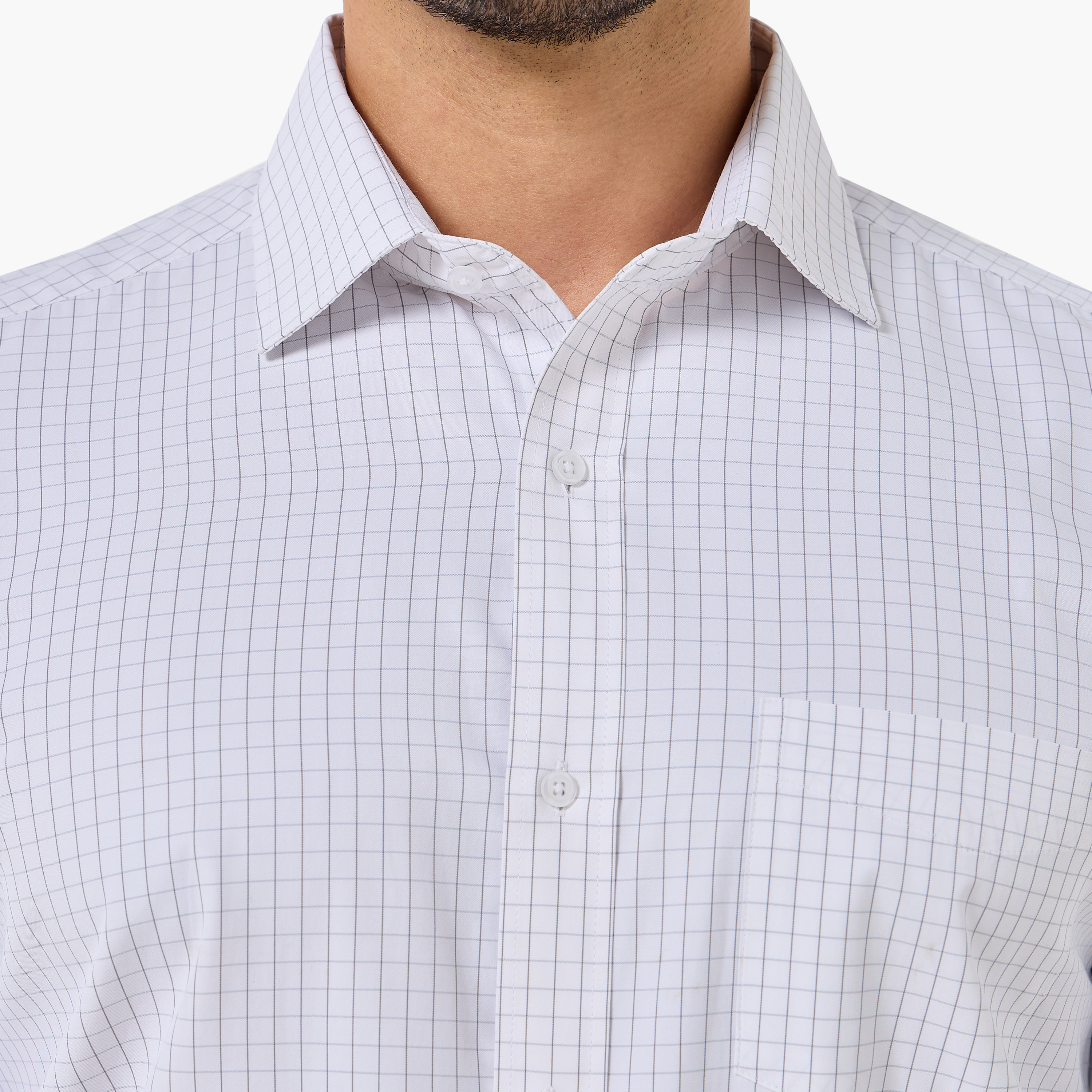 قميص كاروهات بأكمام طويلة وياقة وقصة عادية للرجال-men-clothing-shirts-image-2