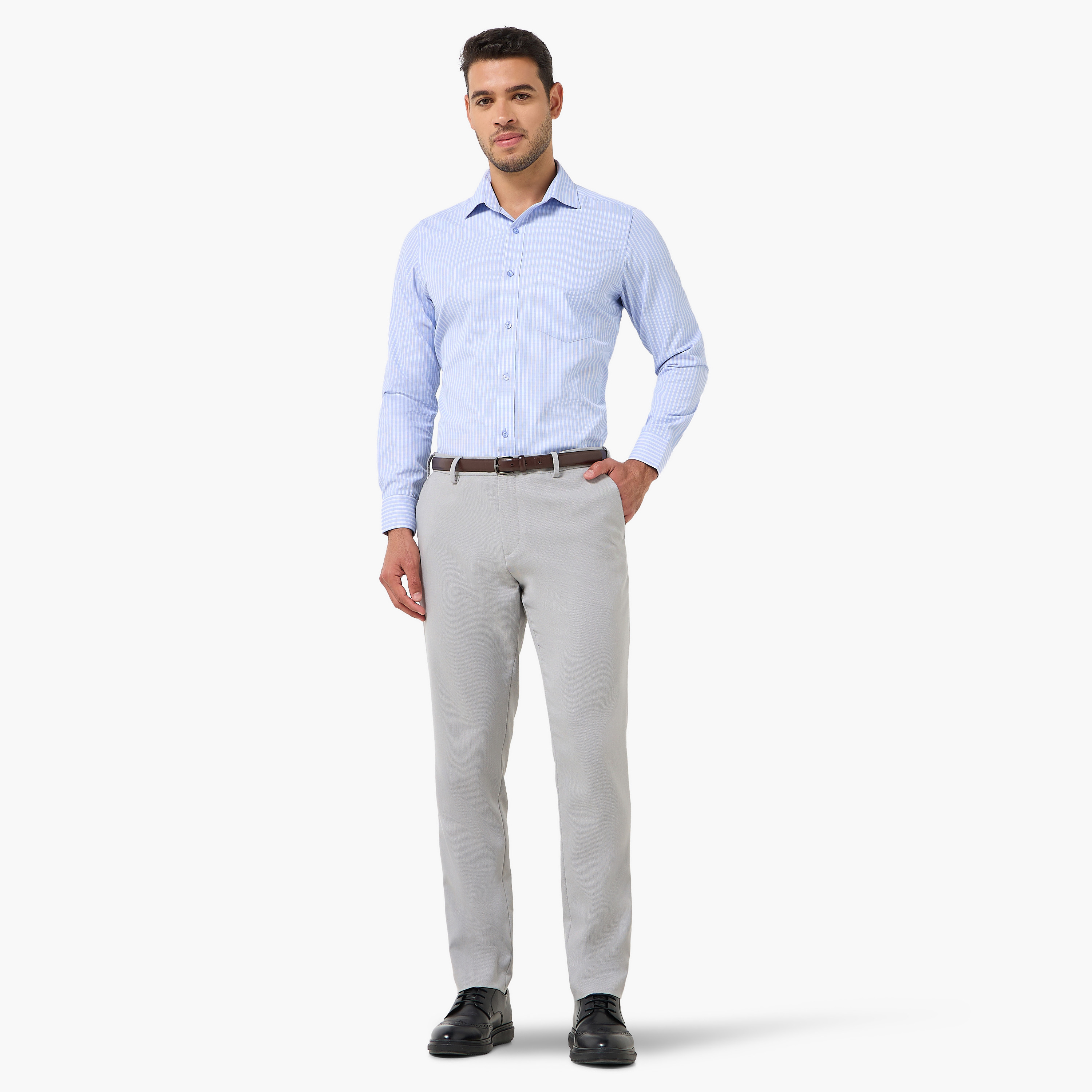 Men Regular Fit Collared Checked Long Sleeve Shirt-men-clothing-shirts-image-3
