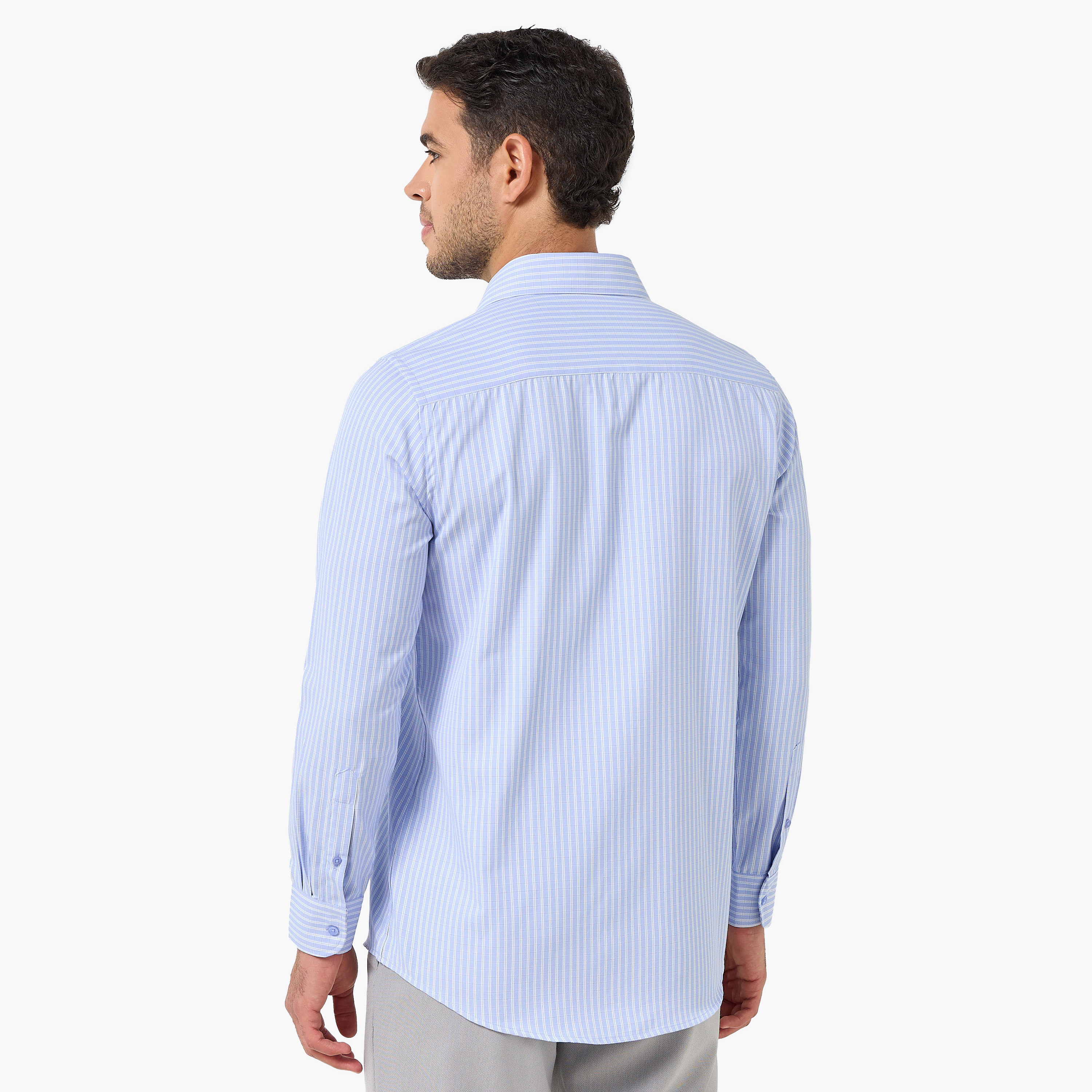 Men Regular Fit Collared Checked Long Sleeve Shirt-men-clothing-shirts-image-4