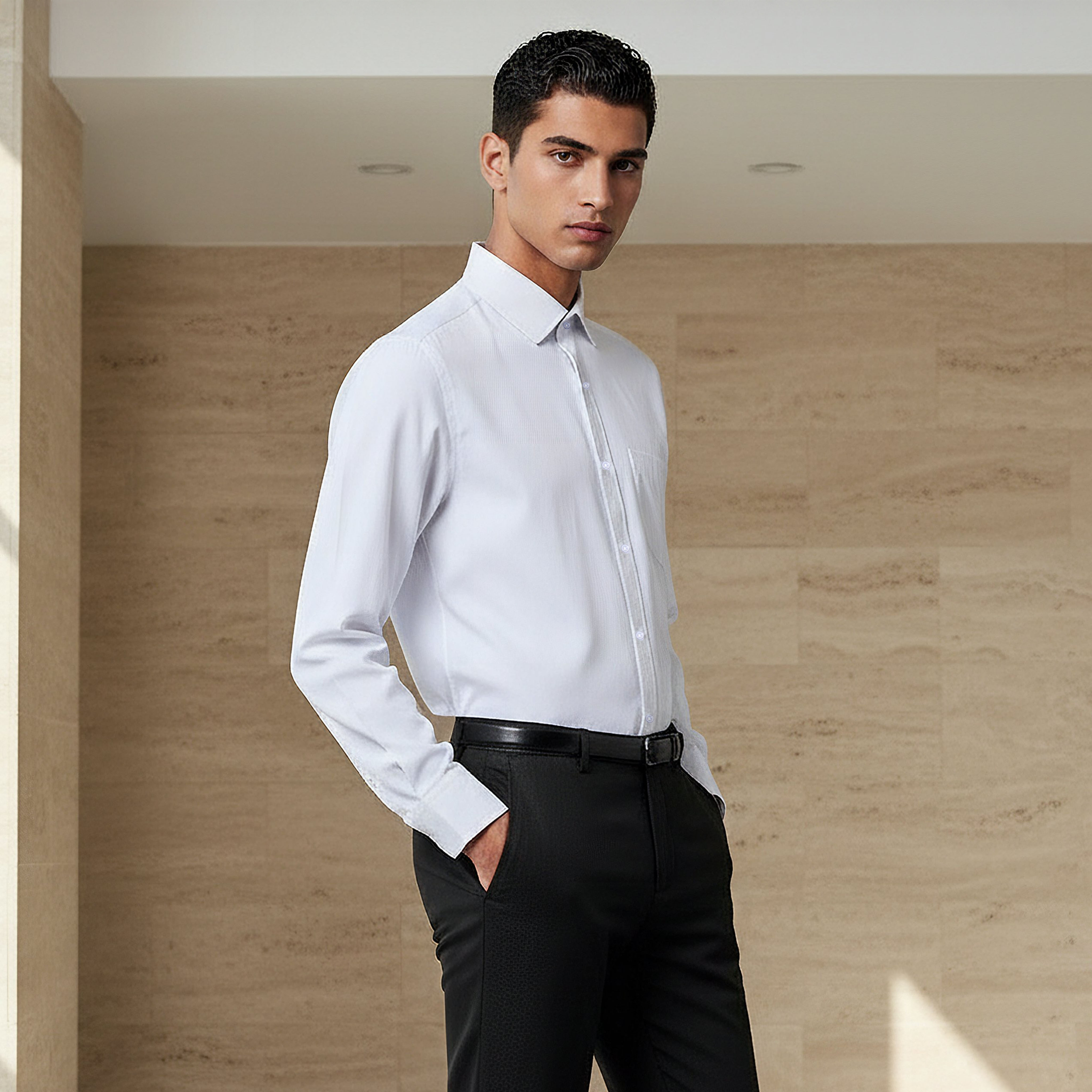 Men Regular Fit Collared Long Sleeve Shirt-men-clothing-shirts-image-1