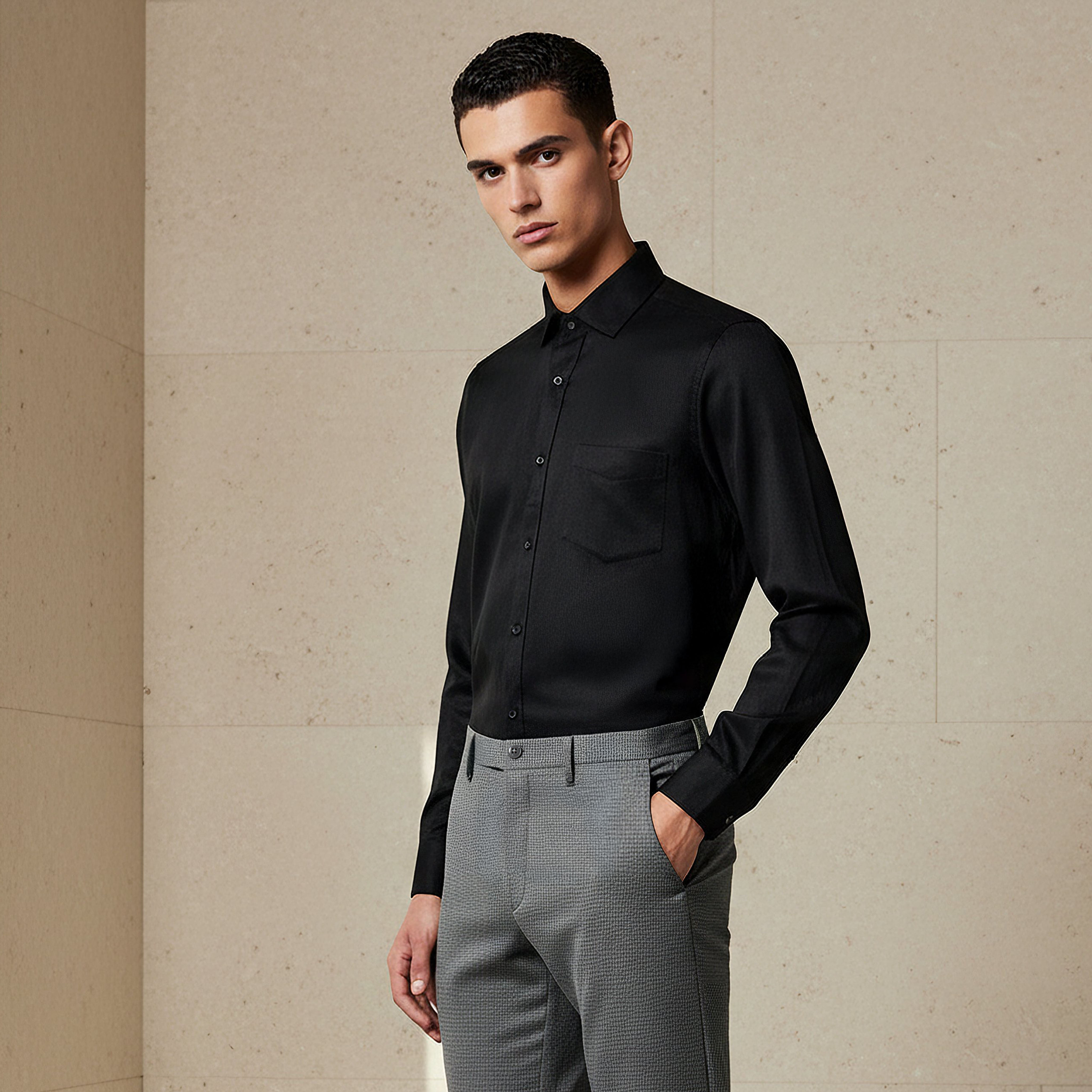 Men Regular Fit Collared Long Sleeve Shirt-men-clothing-shirts-image-1