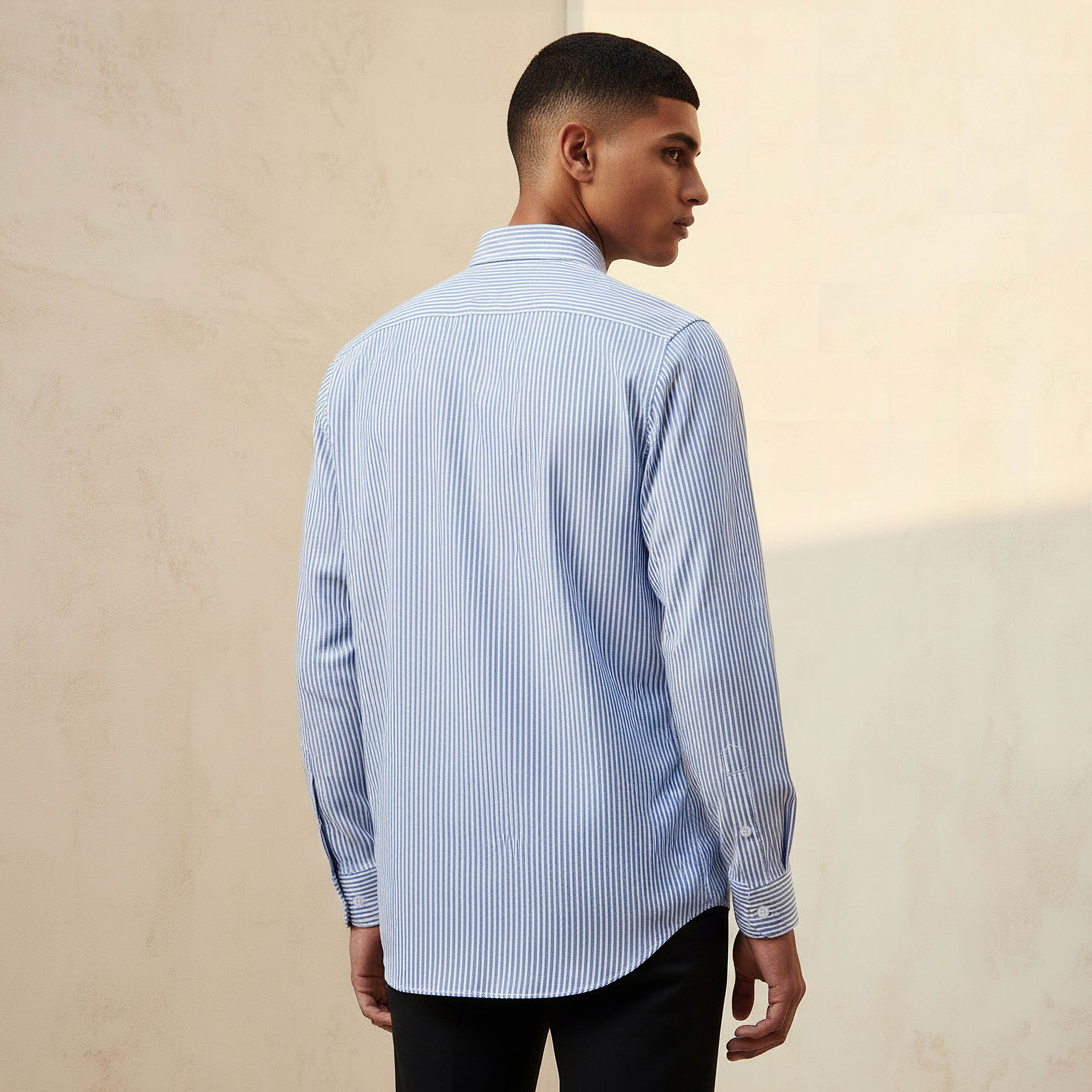 Men Regular Fit Collared Striped Long Sleeves Shirt-men-clothing-shirts-image-4