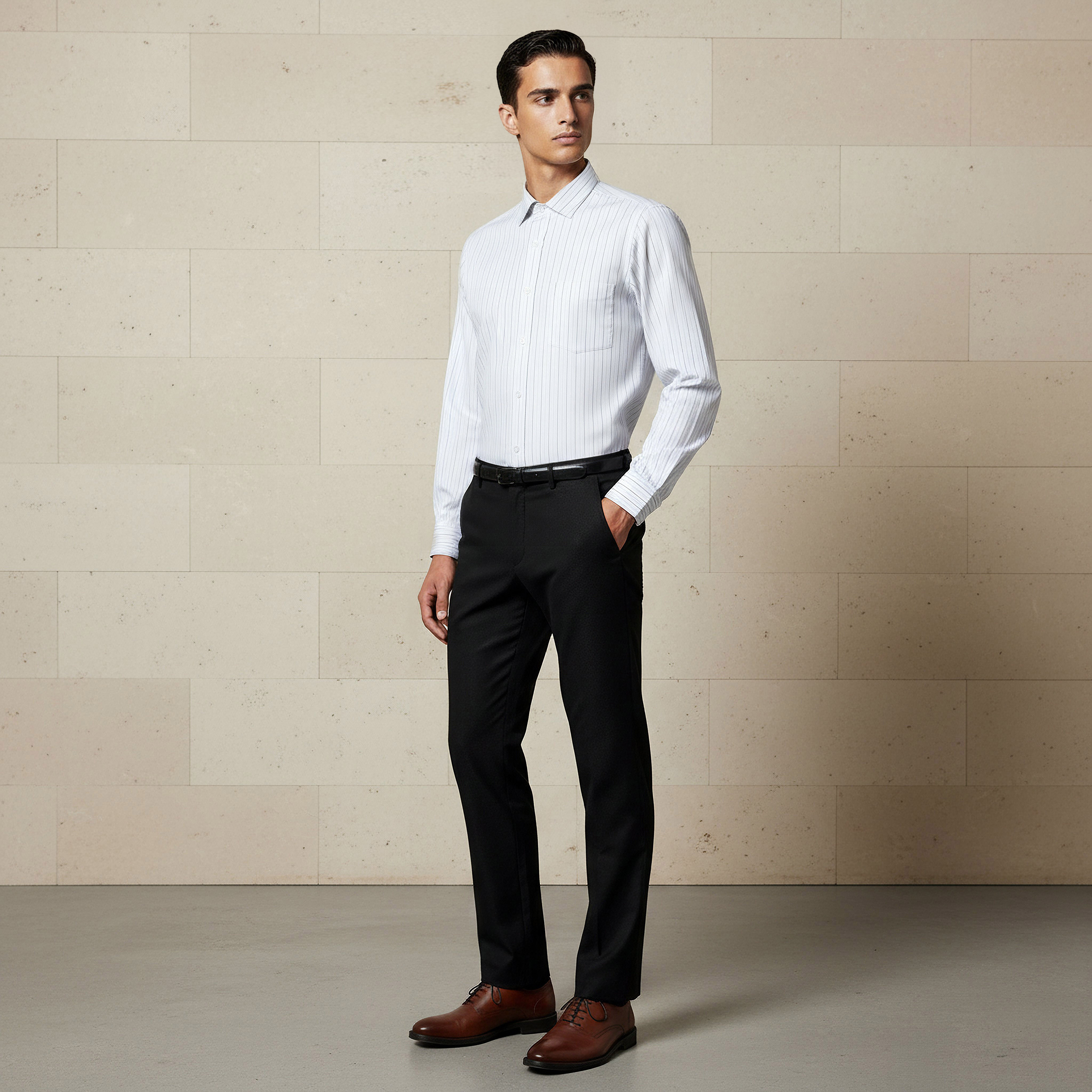 قميص مخطط بقصة عادية وياقة وأكمام طويلة للرجال-men-clothing-shirts-image-3