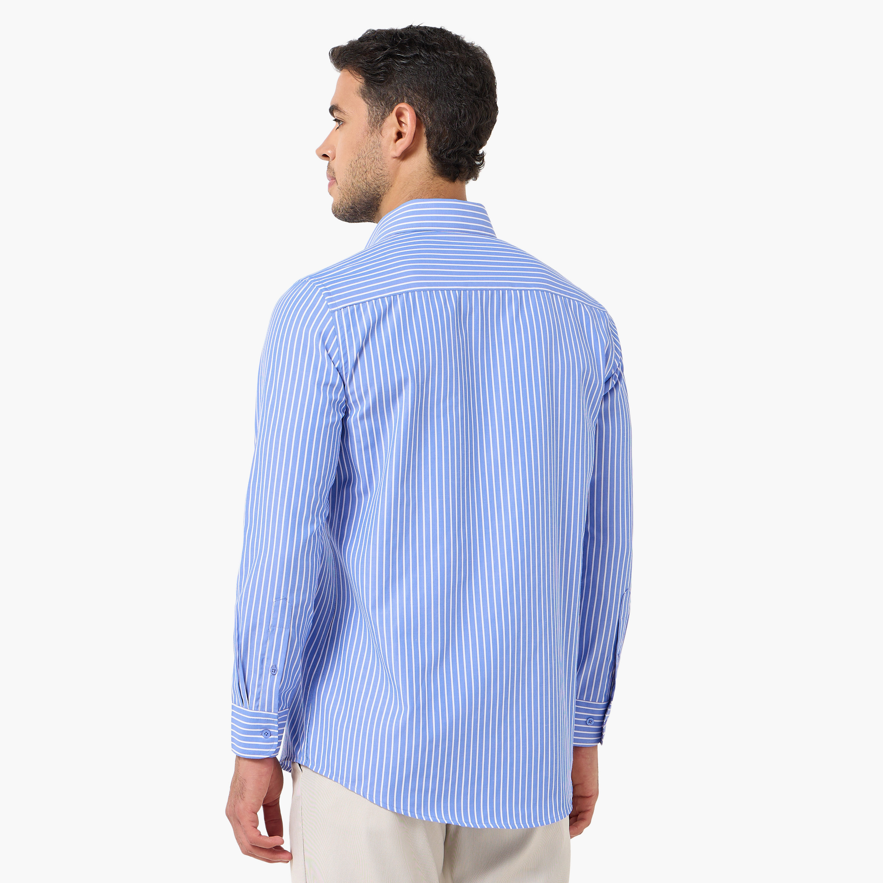 Men Regular Fit Collared Striped Long Sleeves Shirt-men-clothing-shirts-image-4
