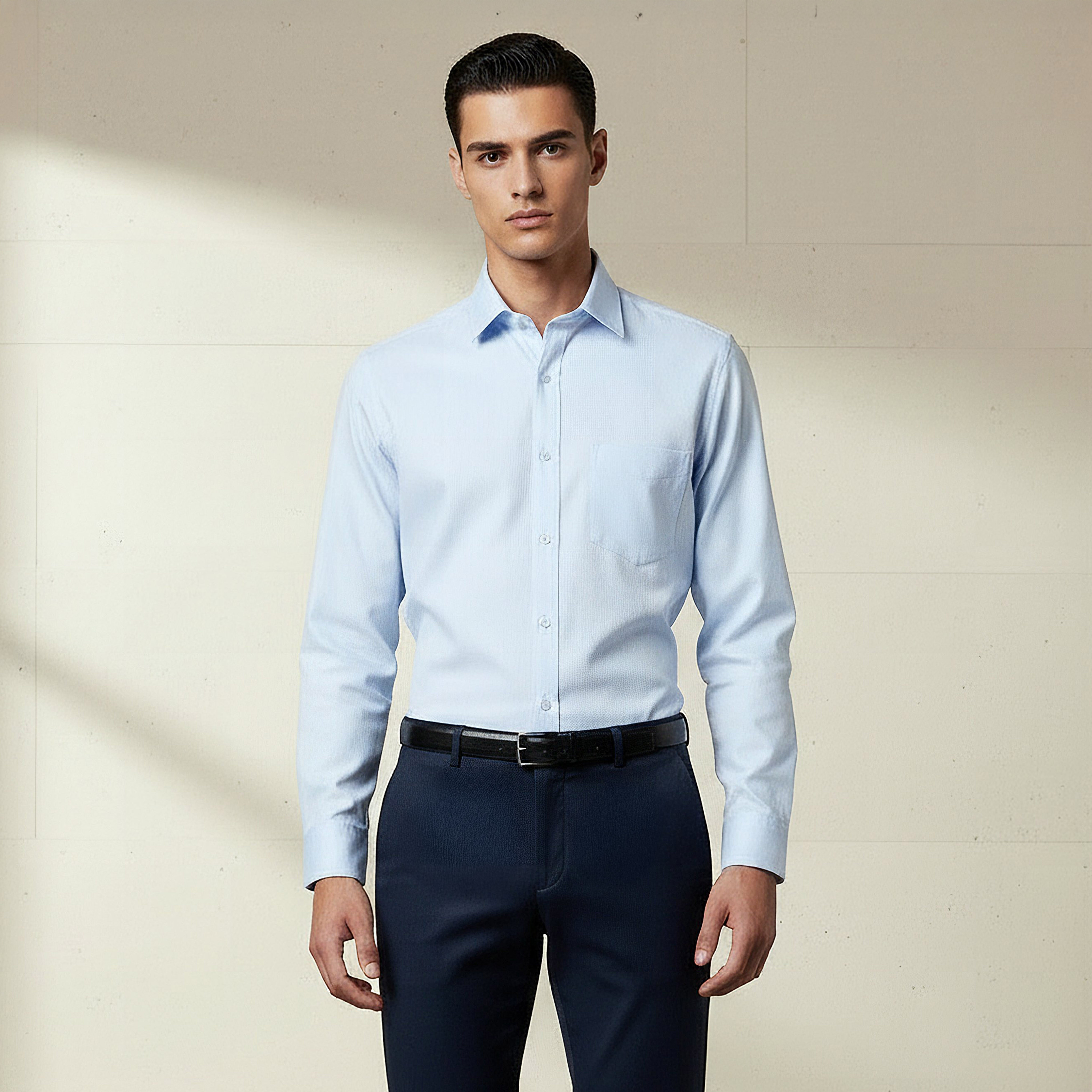 Men Regular Fit Collared Textured Long Sleeve Shirt-men-clothing-shirts-image-1