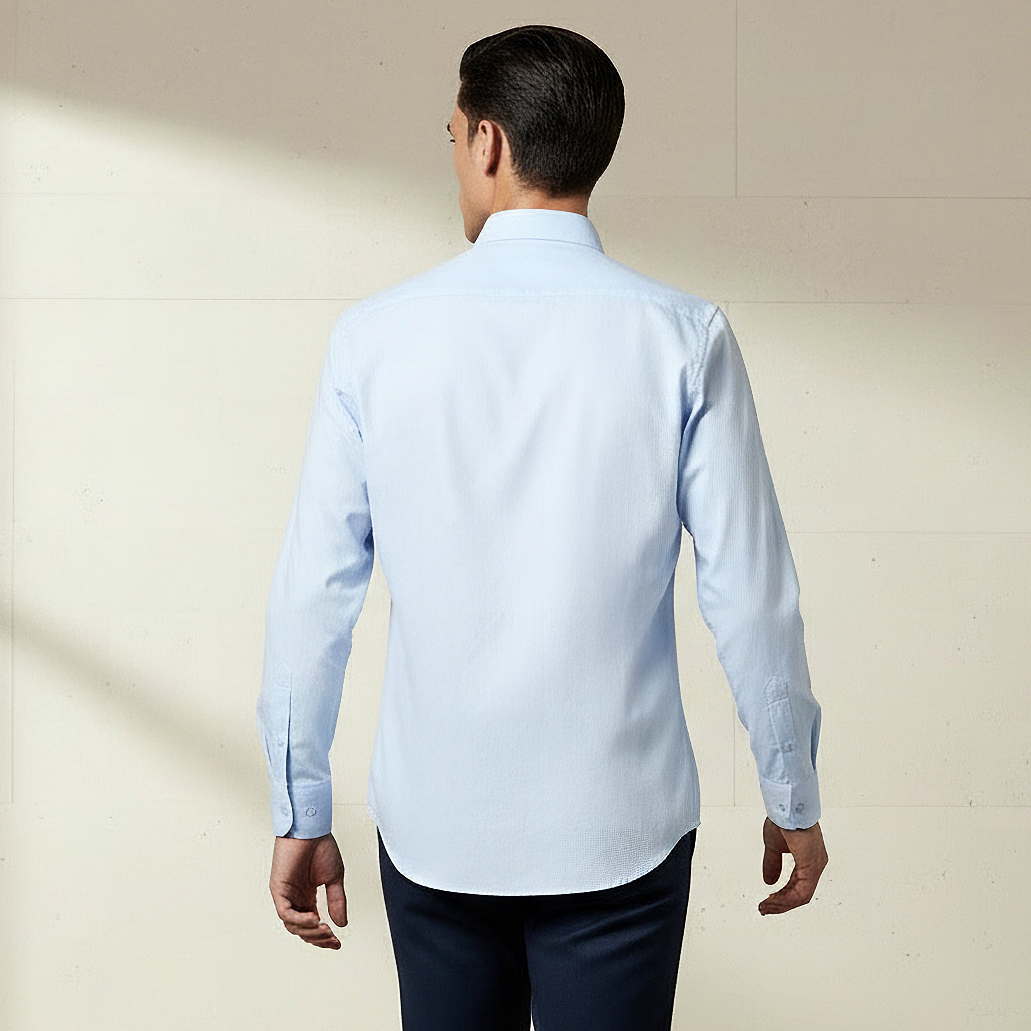 Men Regular Fit Collared Textured Long Sleeve Shirt-men-clothing-shirts-image-3