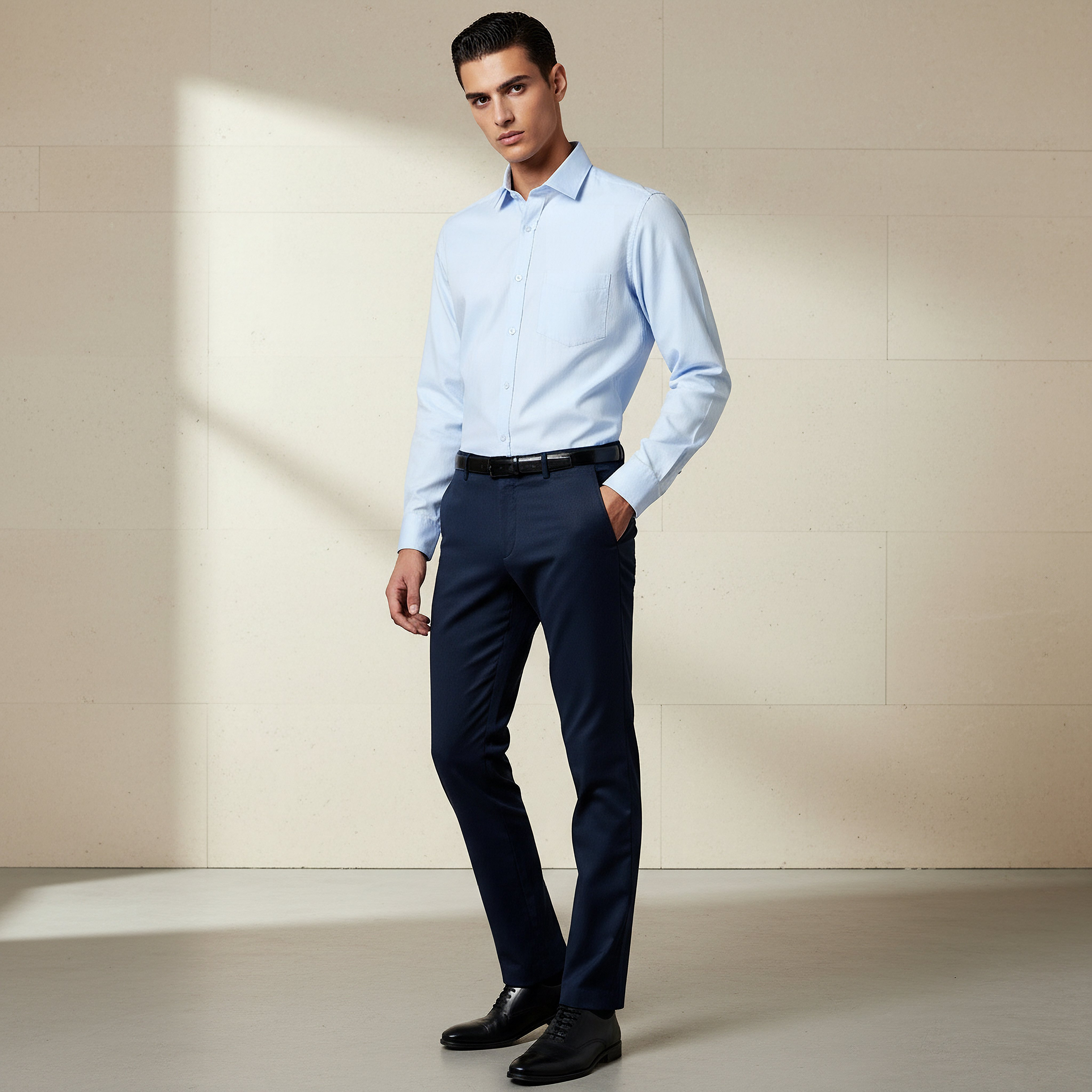 Men Regular Fit Collared Textured Long Sleeve Shirt-men-clothing-shirts-image-4