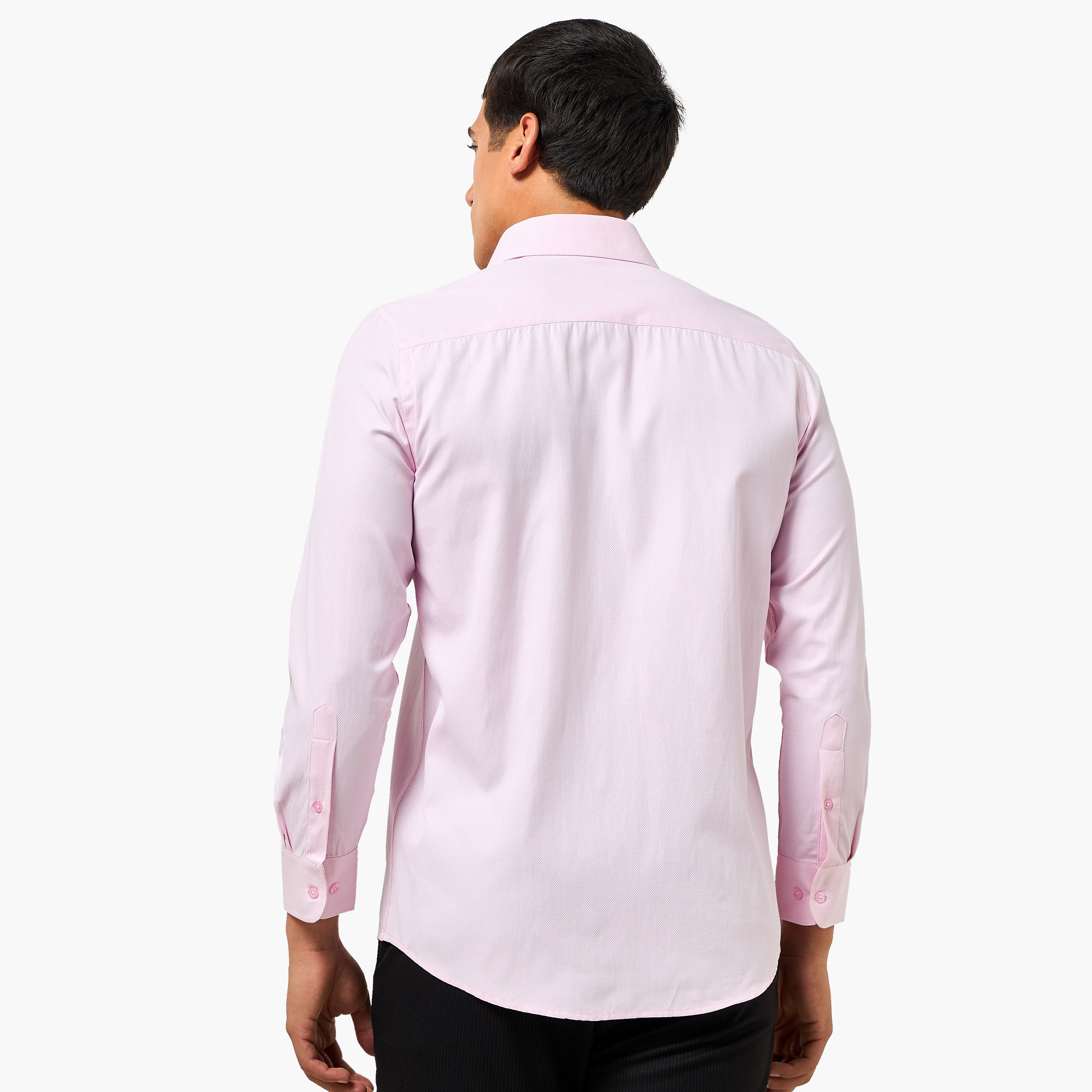 Men Regular Fit Collared Textured Long Sleeve Shirt-men-clothing-shirts-image-4
