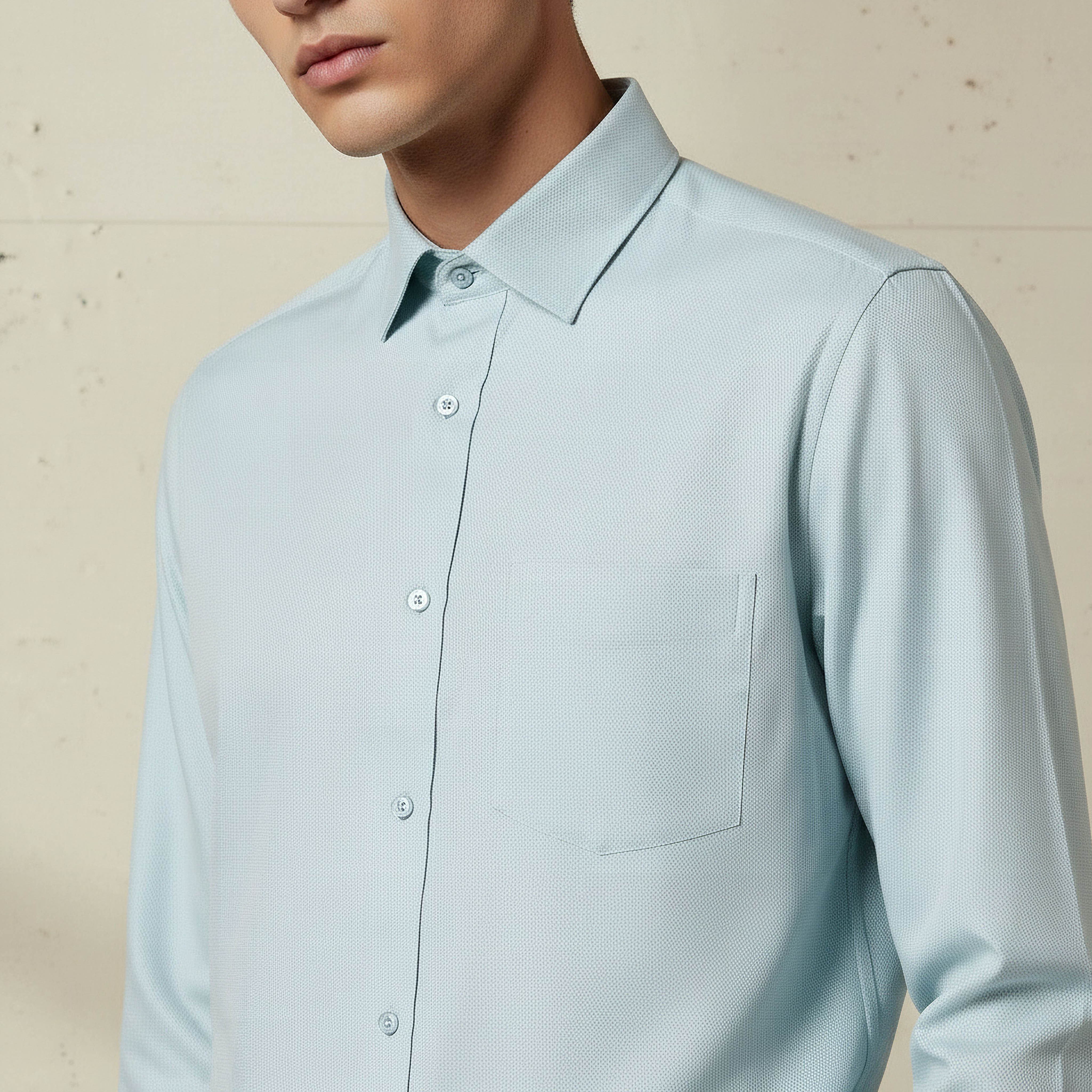 Men Regular Fit Collared Textured Long Sleeve Shirt-men-clothing-shirts-image-6