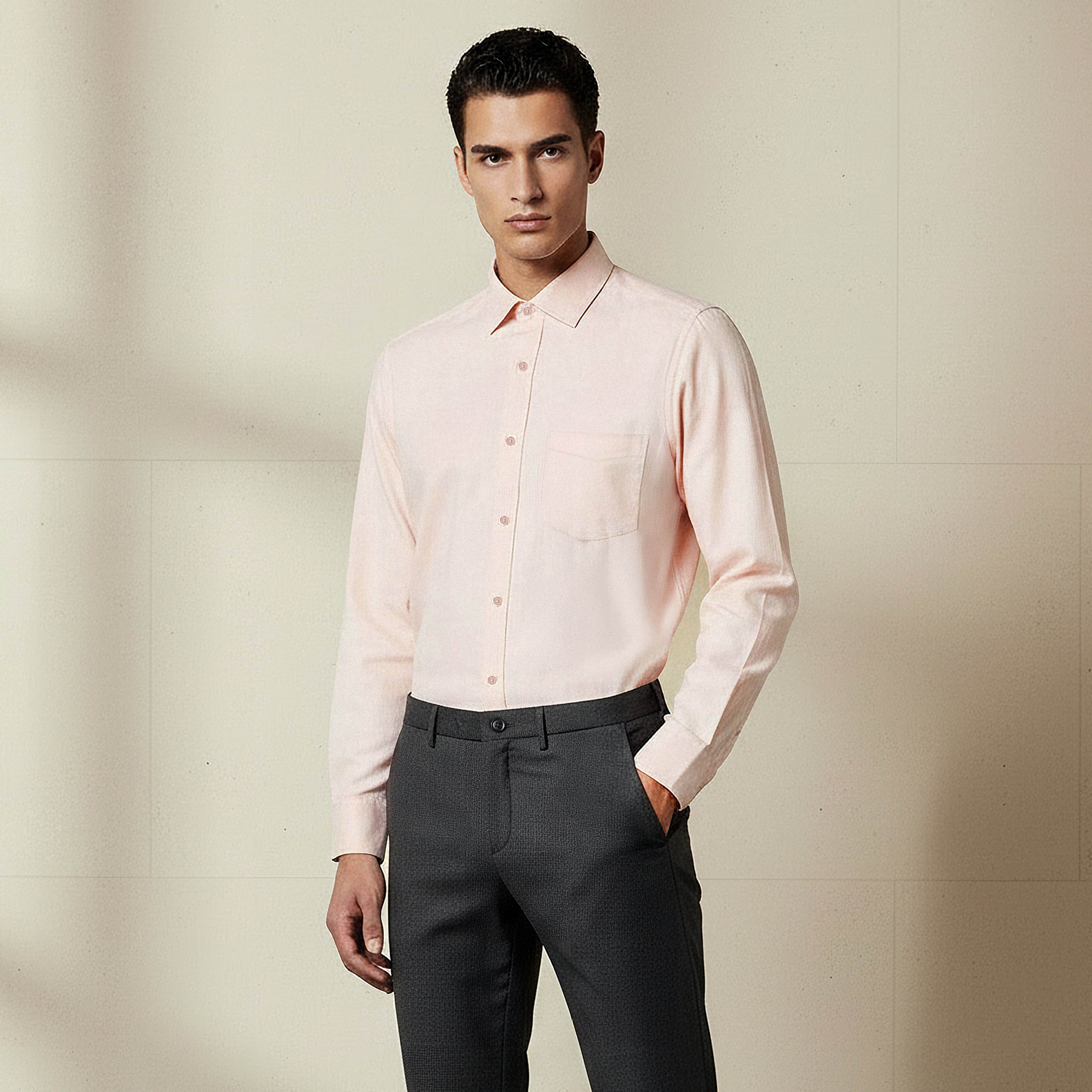 قميص بارز الملمس بأكمام طويلة وياقة وقصة عادية للرجال-men-clothing-shirts-image-1