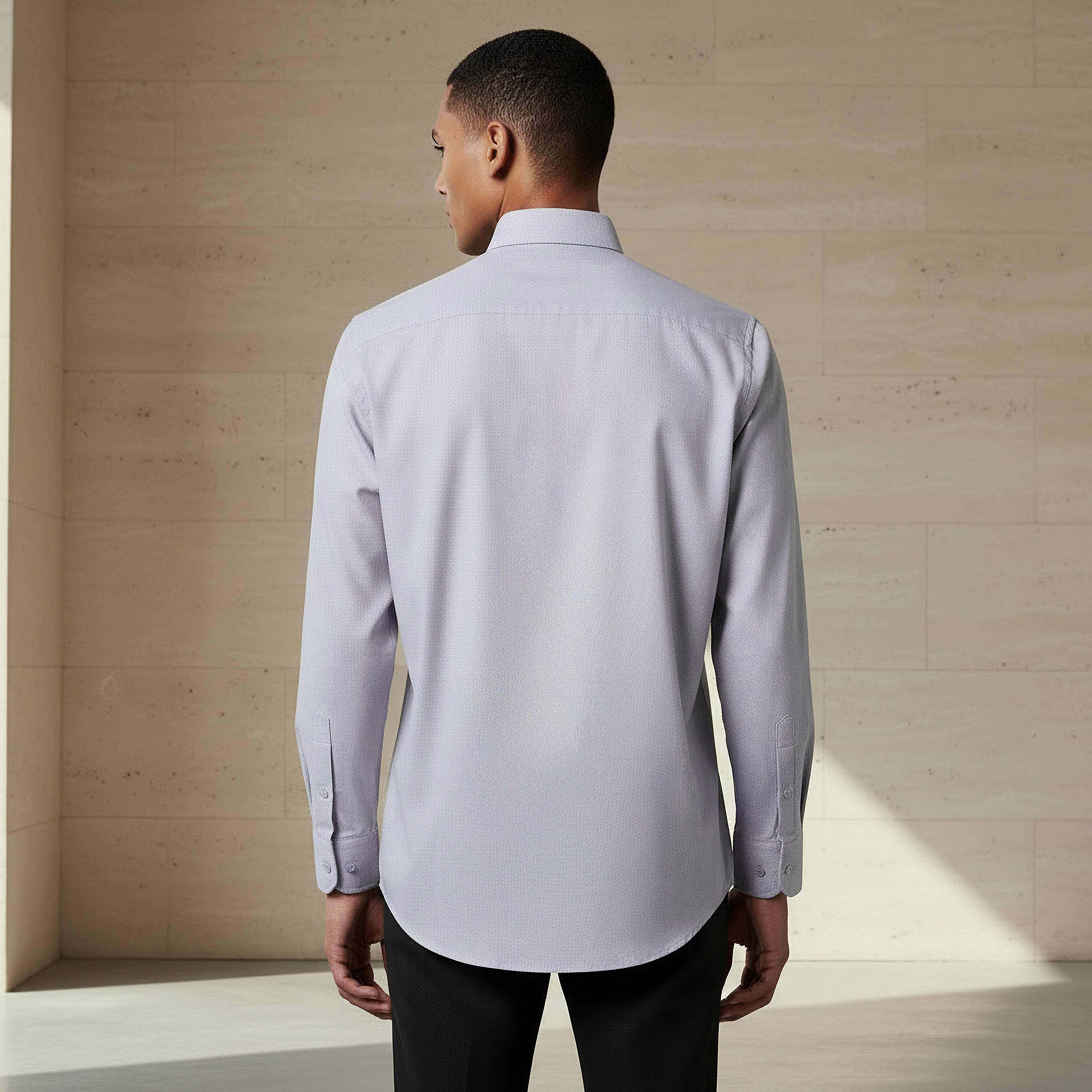 Men Regular Fit Collared Textured Long Sleeve Shirt-men-clothing-shirts-image-3