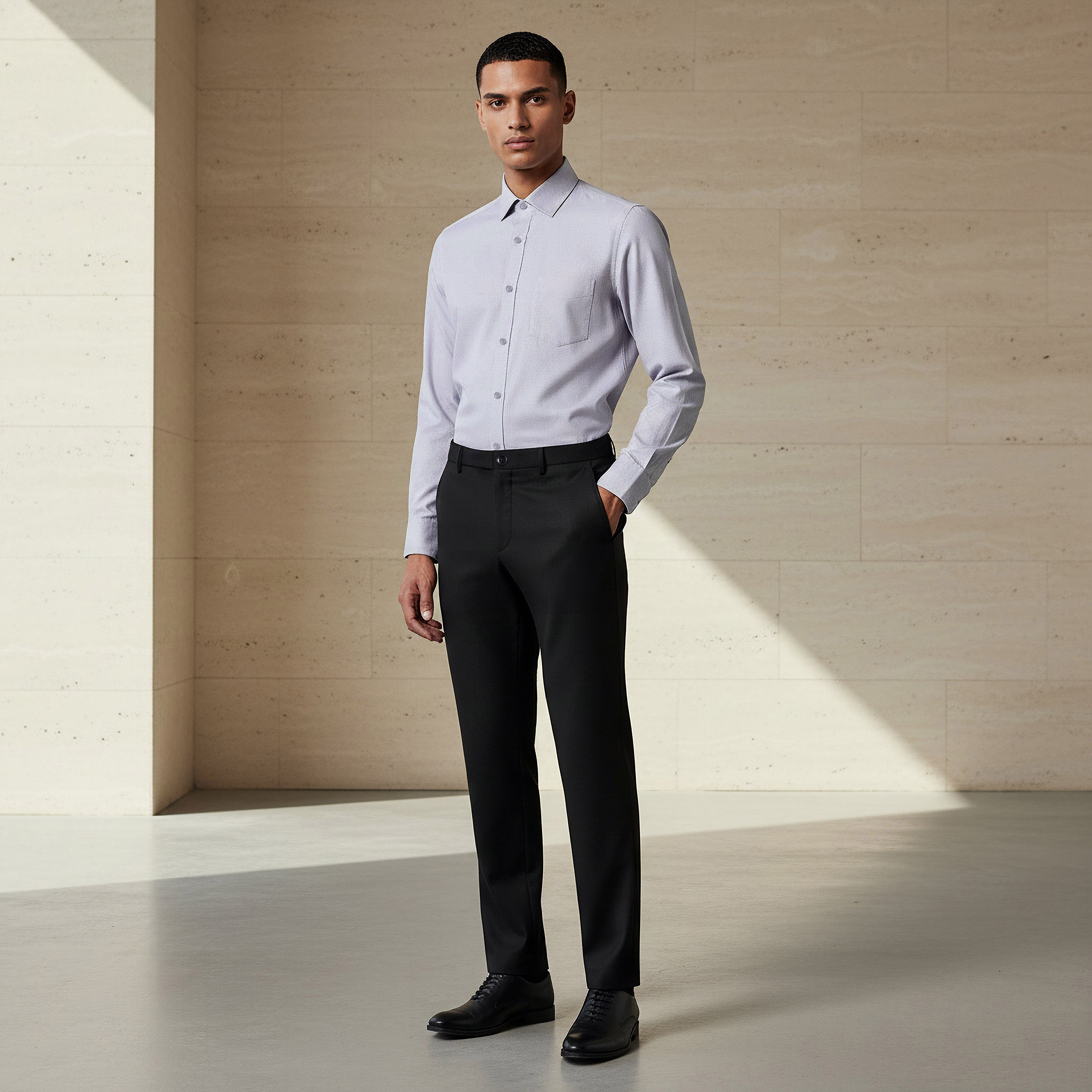 Men Regular Fit Collared Textured Long Sleeve Shirt-men-clothing-shirts-image-4