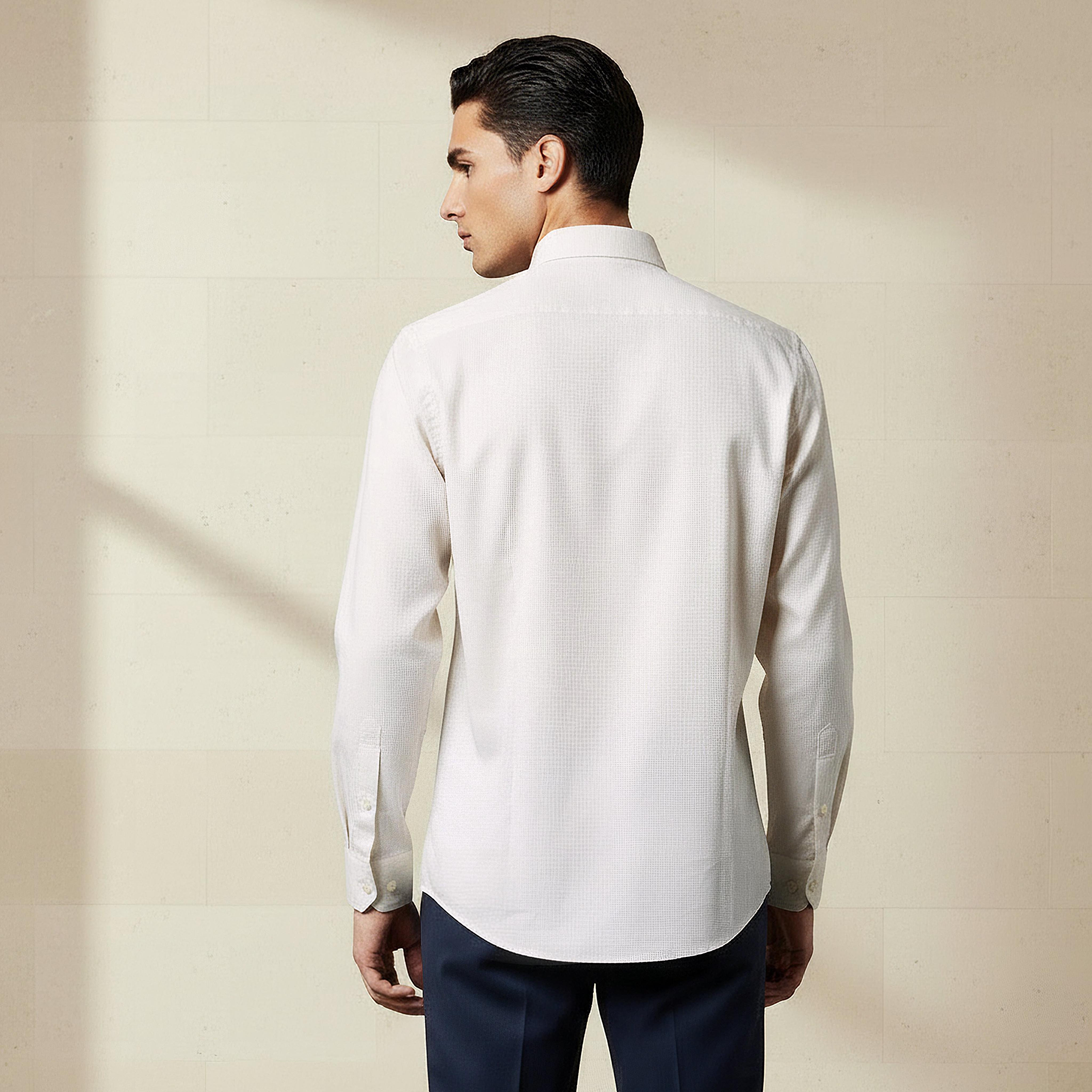 Men Regular Fit Collared Textured Long Sleeve Shirt-men-clothing-shirts-image-3