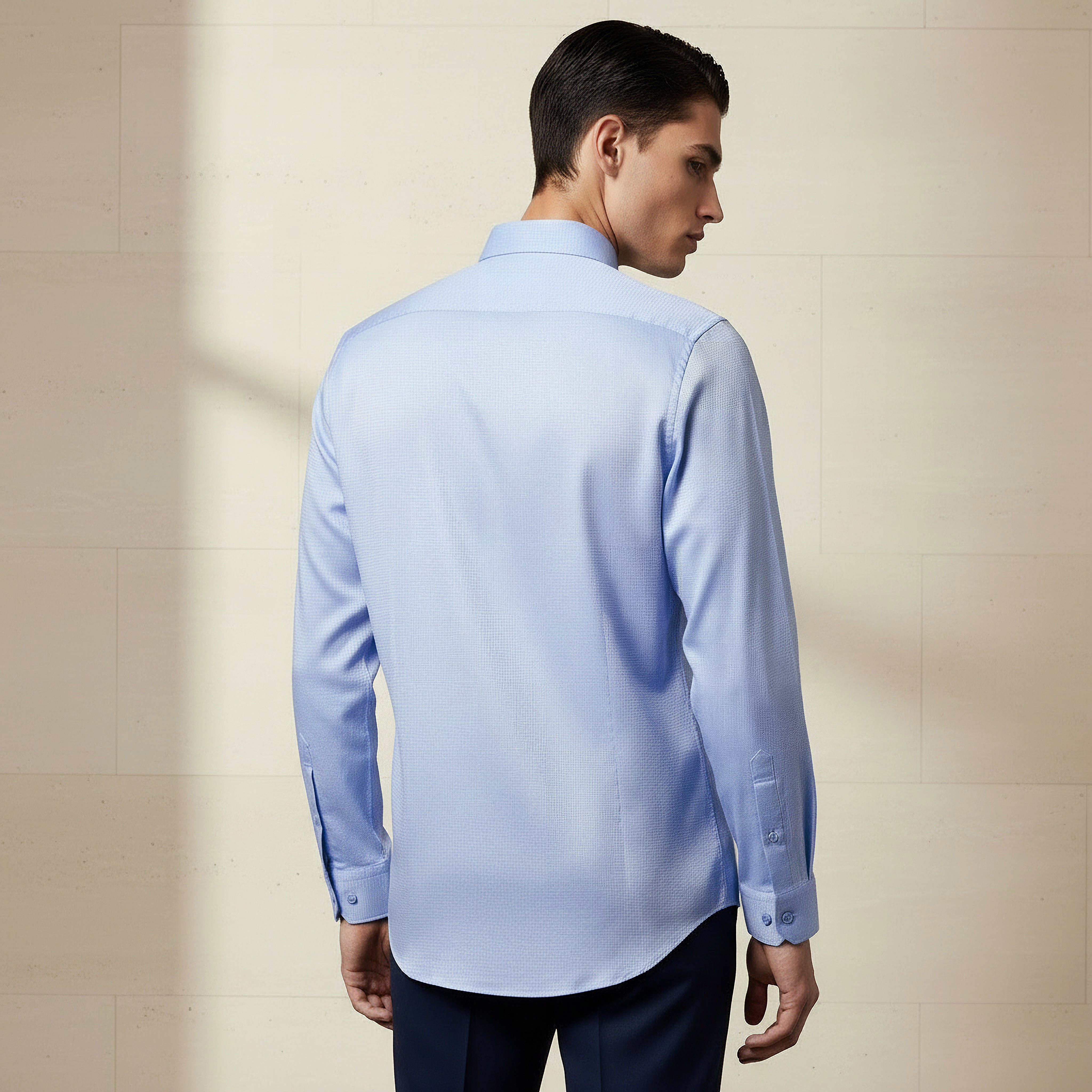 Men Regular Fit Collared Textured Long Sleeve Shirt-men-clothing-shirts-image-3
