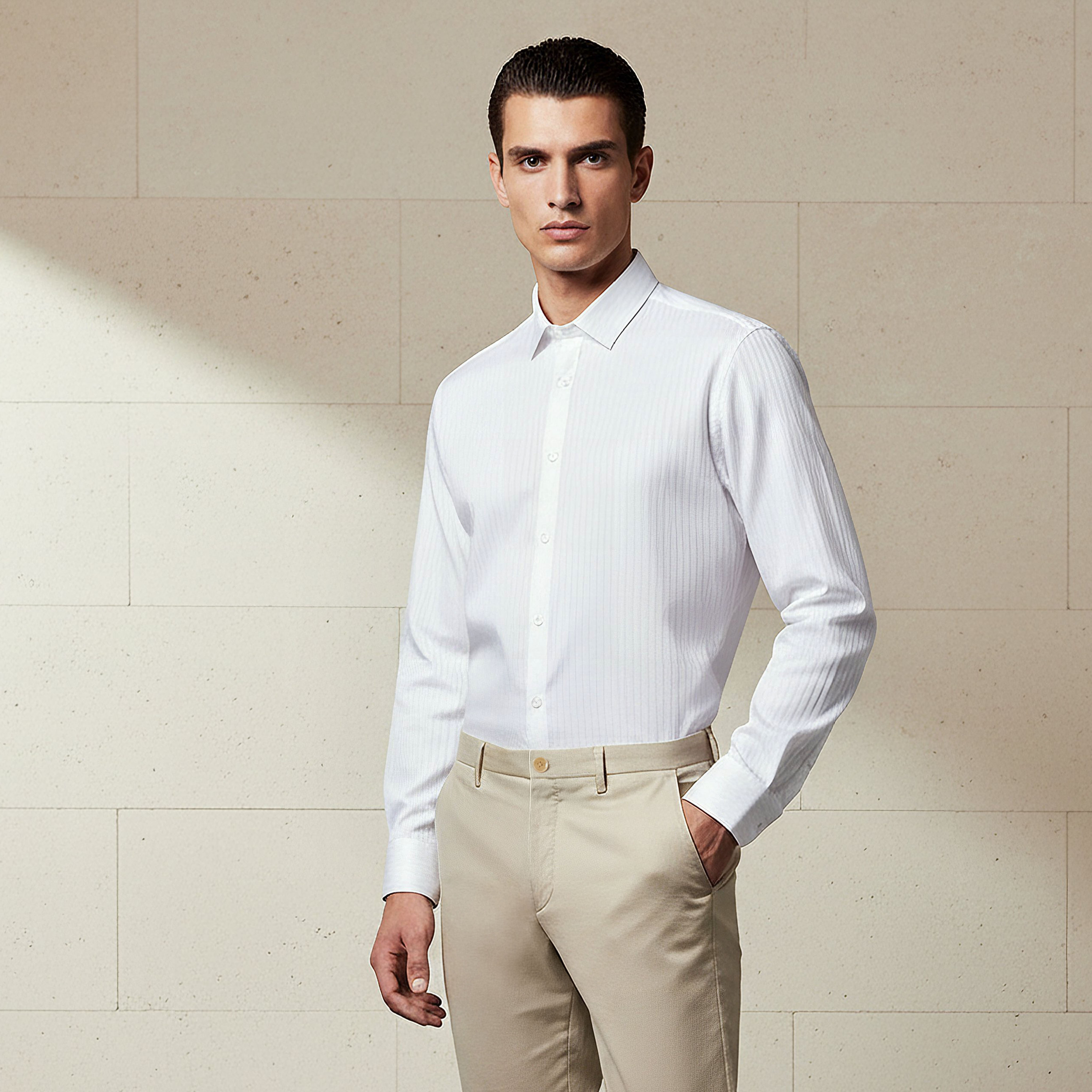 قميص رجالي مخطط بياقة وقصة عادية وأكمام طويلة-men-clothing-shirts-image-1