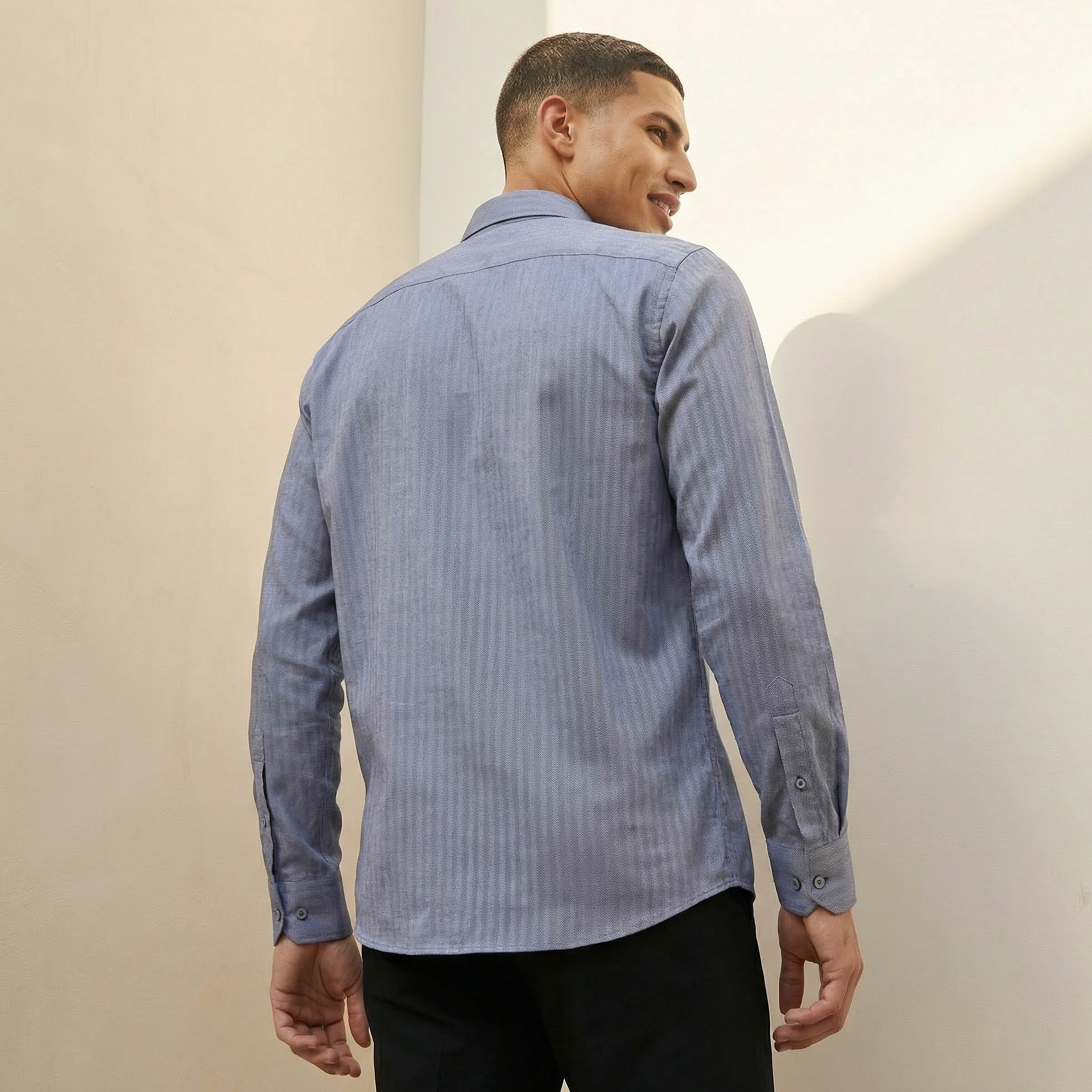 Men Regular Fit Collared Striped Long Sleeve Shirt-men-clothing-shirts-image-4