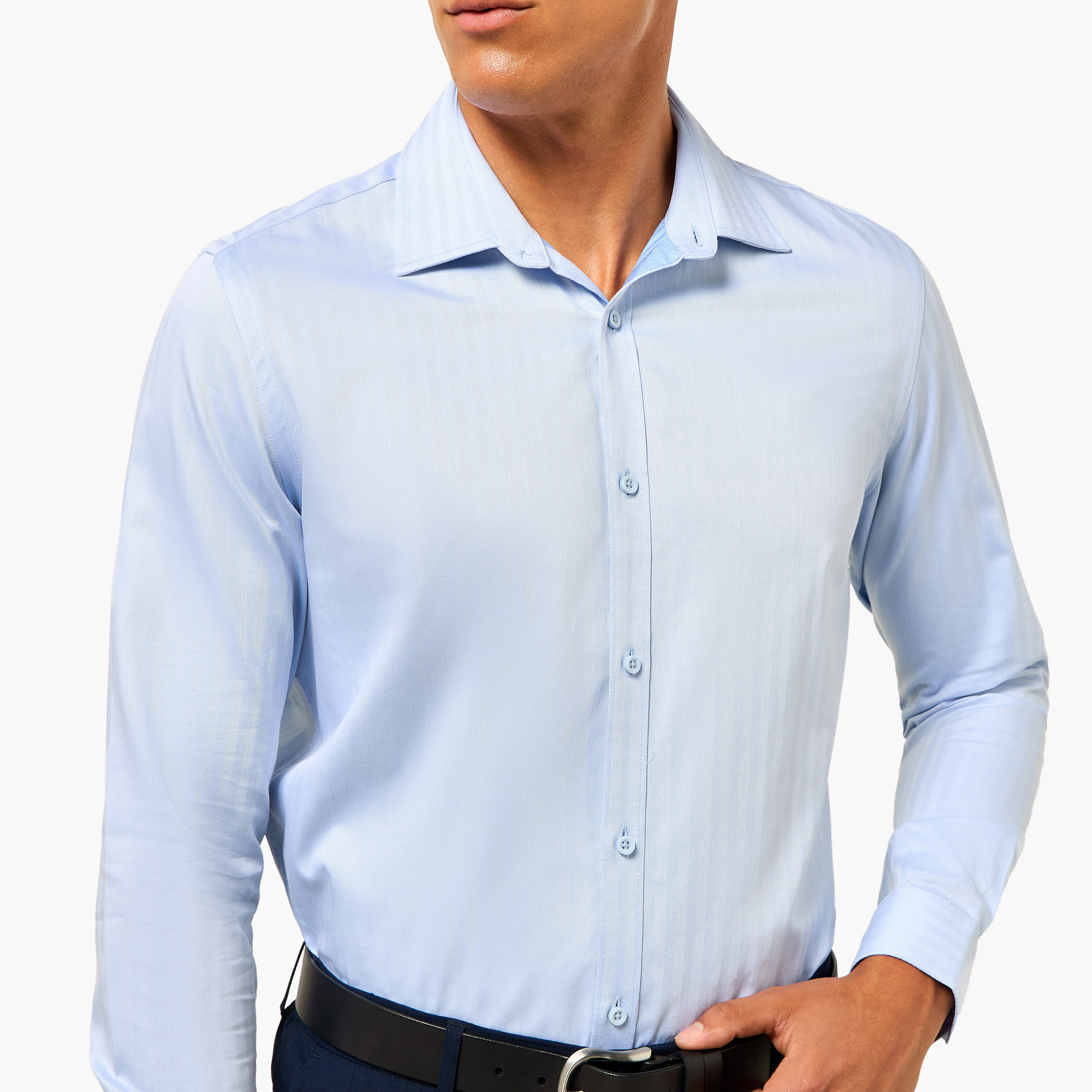Men Regular Fit Collared Striped Long Sleeve Shirt-men-clothing-shirts-image-3
