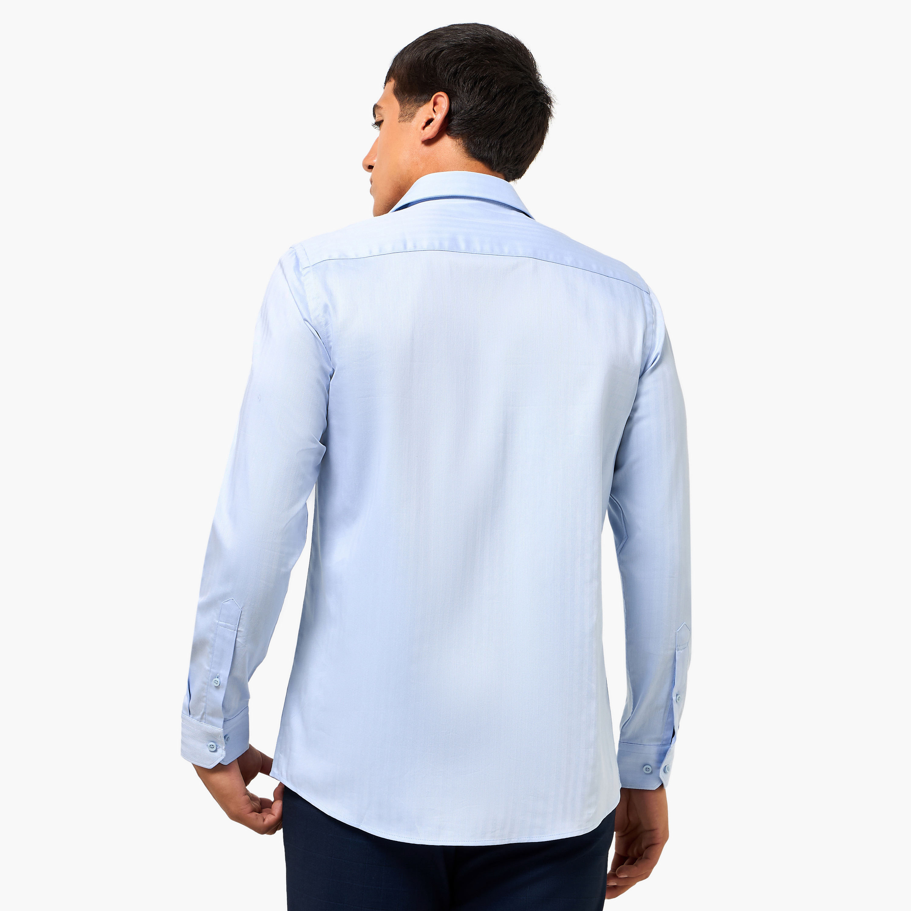 Men Regular Fit Collared Striped Long Sleeve Shirt-men-clothing-shirts-image-5