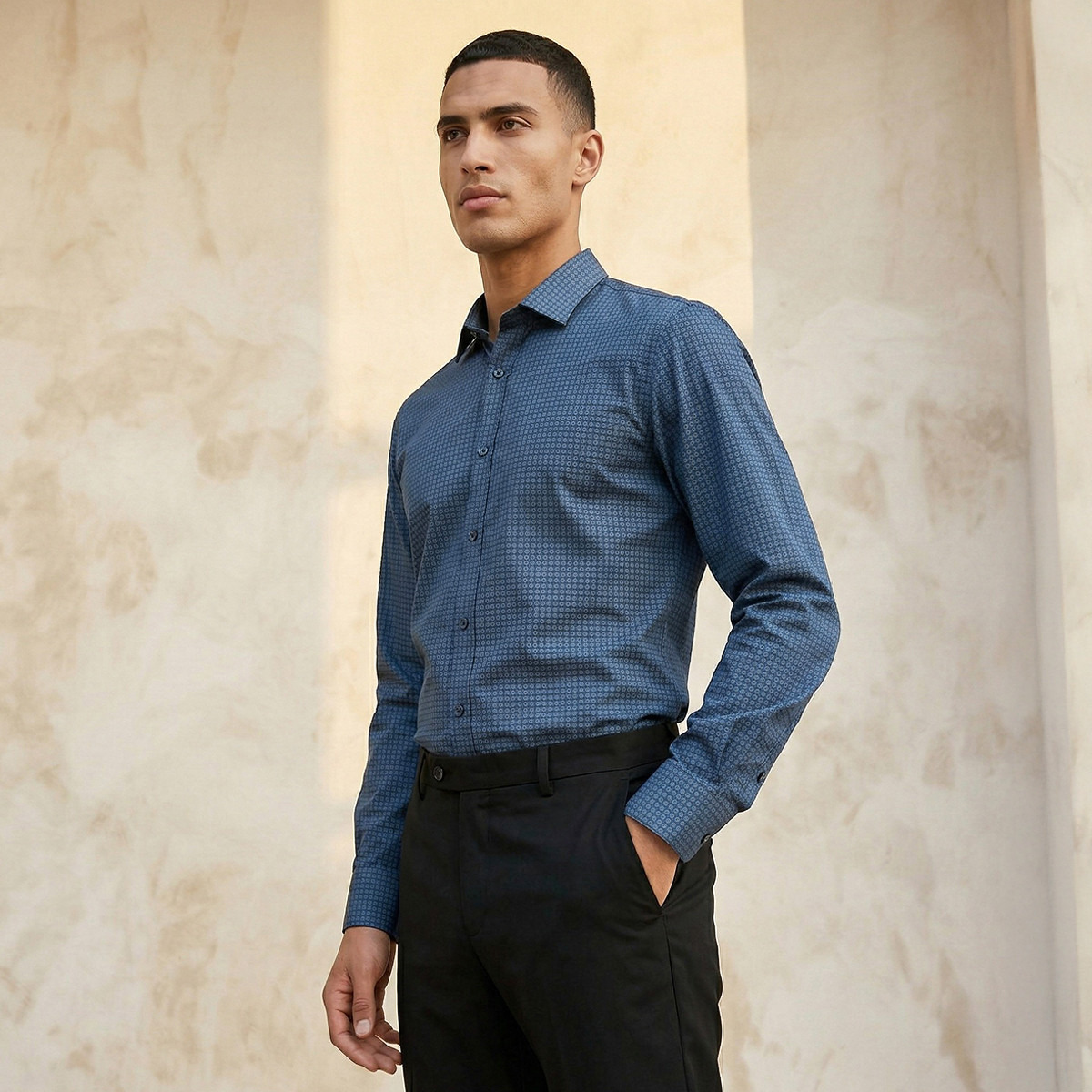 Men Regular Fit Collared Printed Long Sleeves Shirt-men-clothing-shirts-image-1
