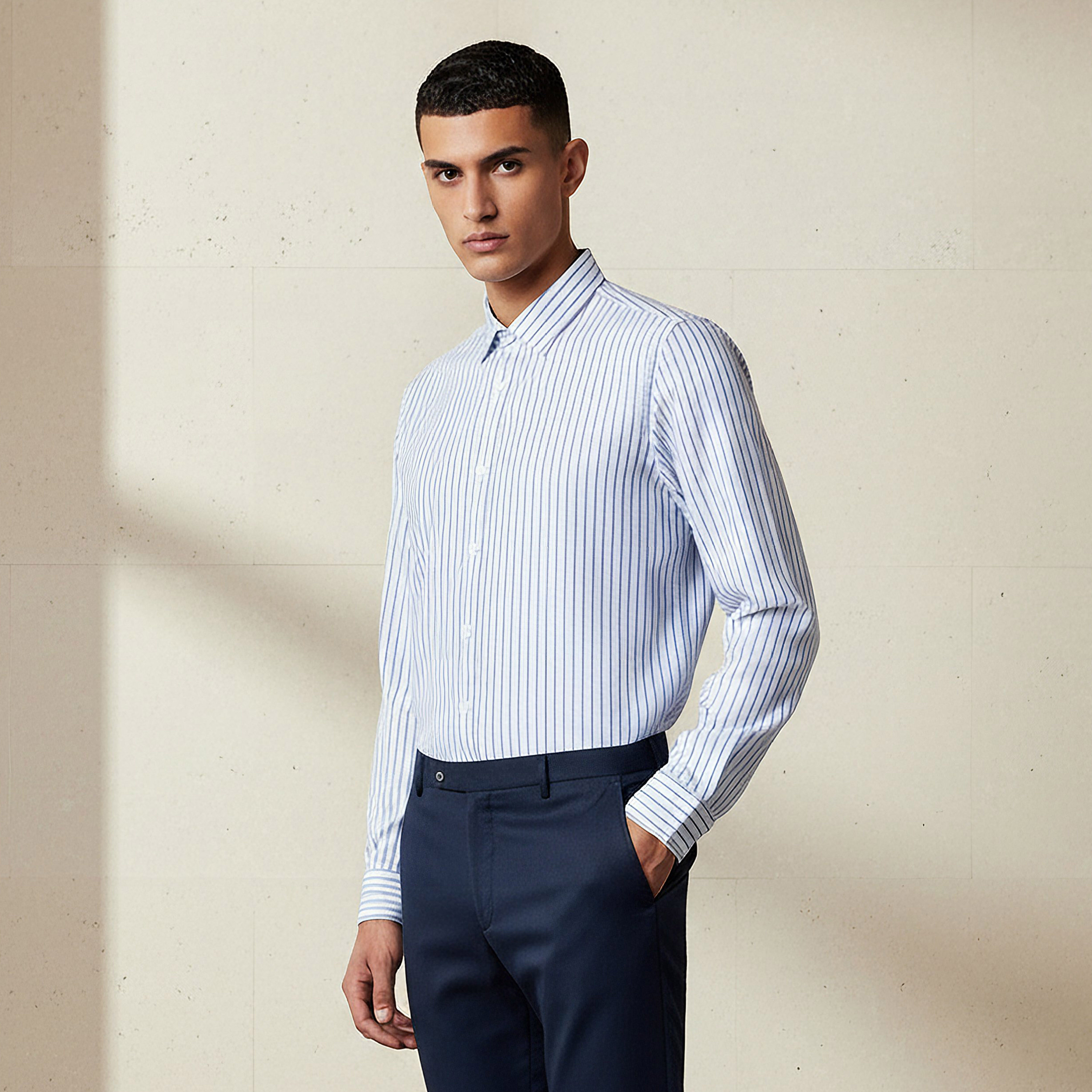 Men Regular Fit Collared Striped Long Sleeve Shirt-men-clothing-shirts-image-1