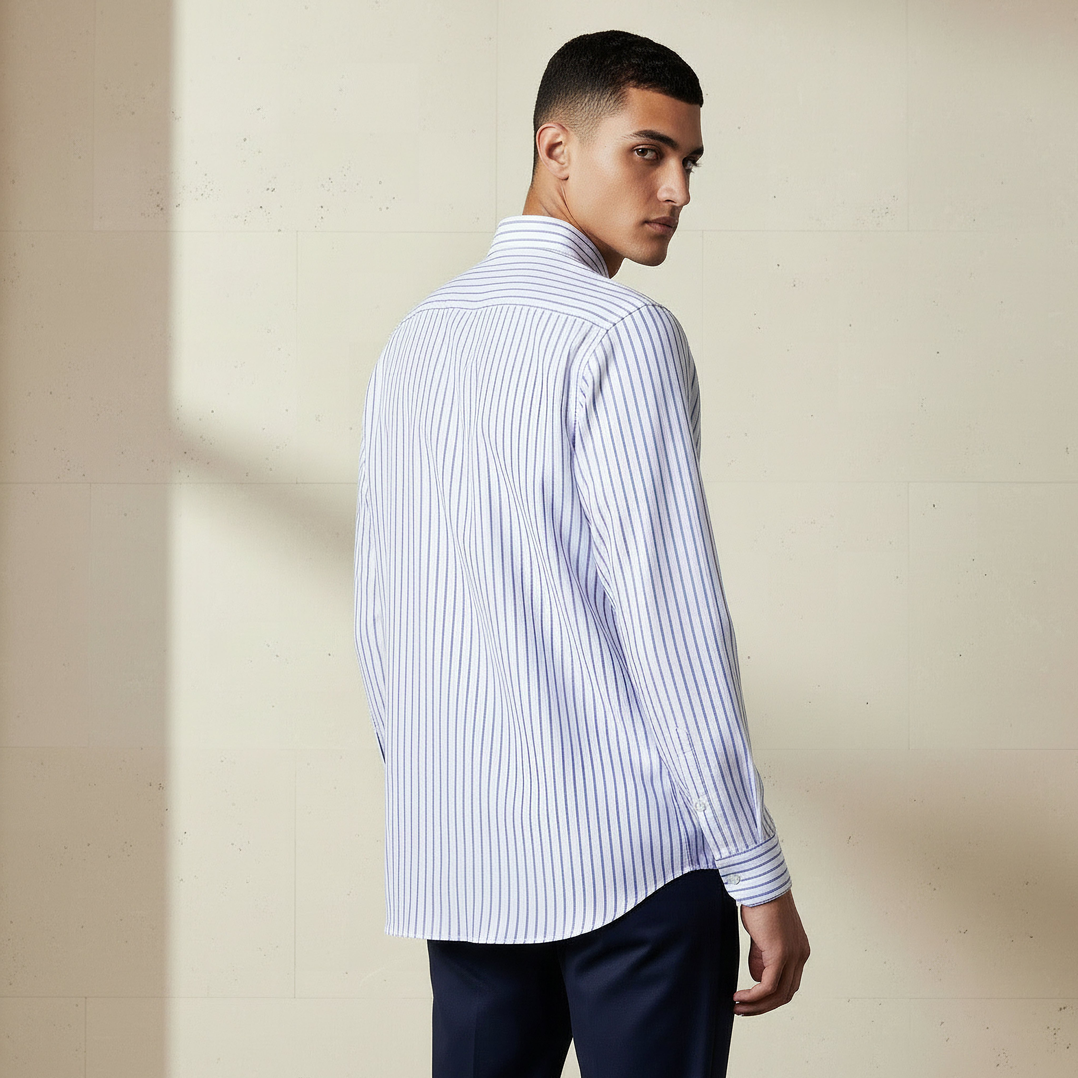 Men Regular Fit Collared Striped Long Sleeve Shirt-men-clothing-shirts-image-3