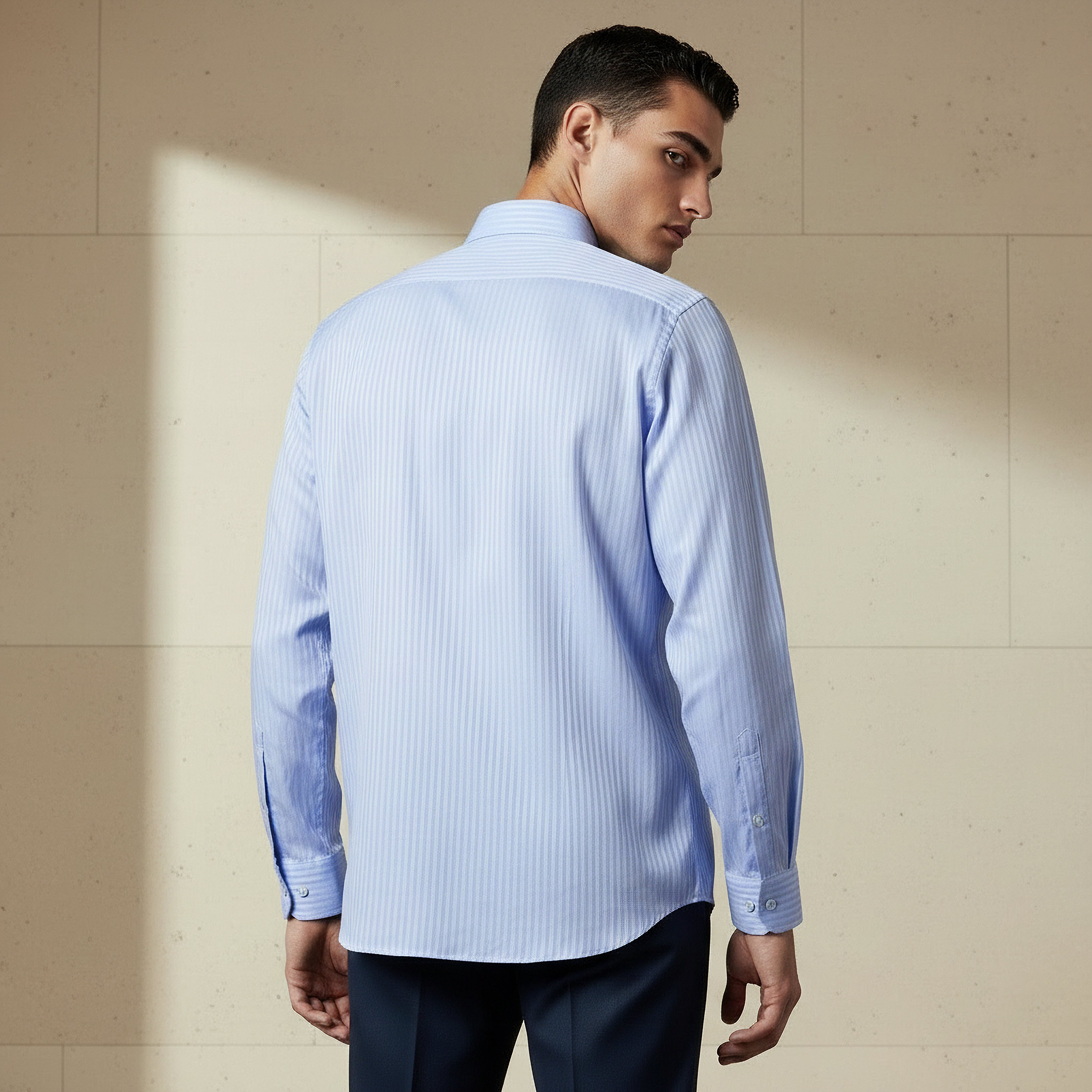 Men Regular Fit Collared Striped Long Sleeve Shirt-men-clothing-shirts-image-3