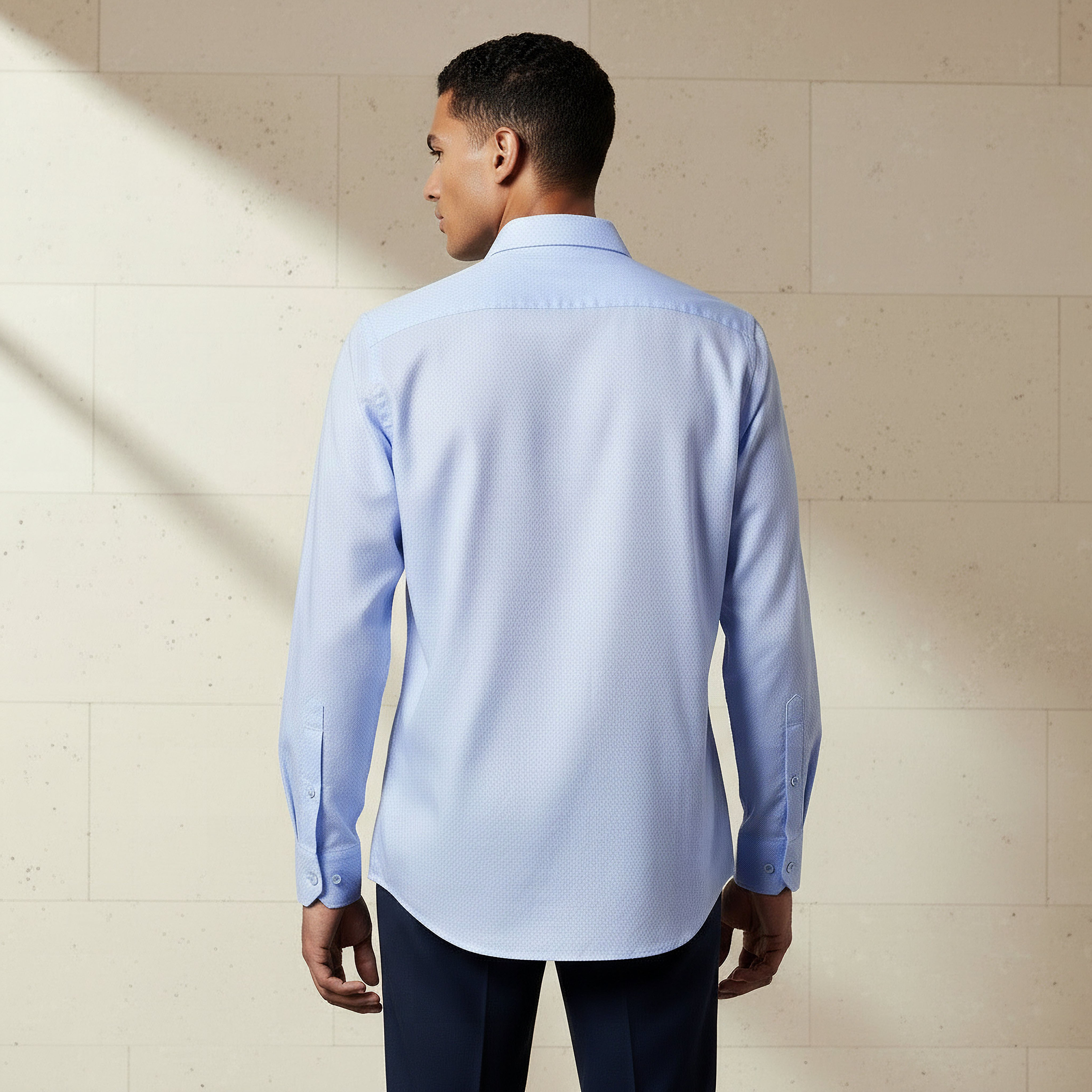Men Regular Fit Collared Textured Long Sleeves Shirt-men-clothing-shirts-image-3