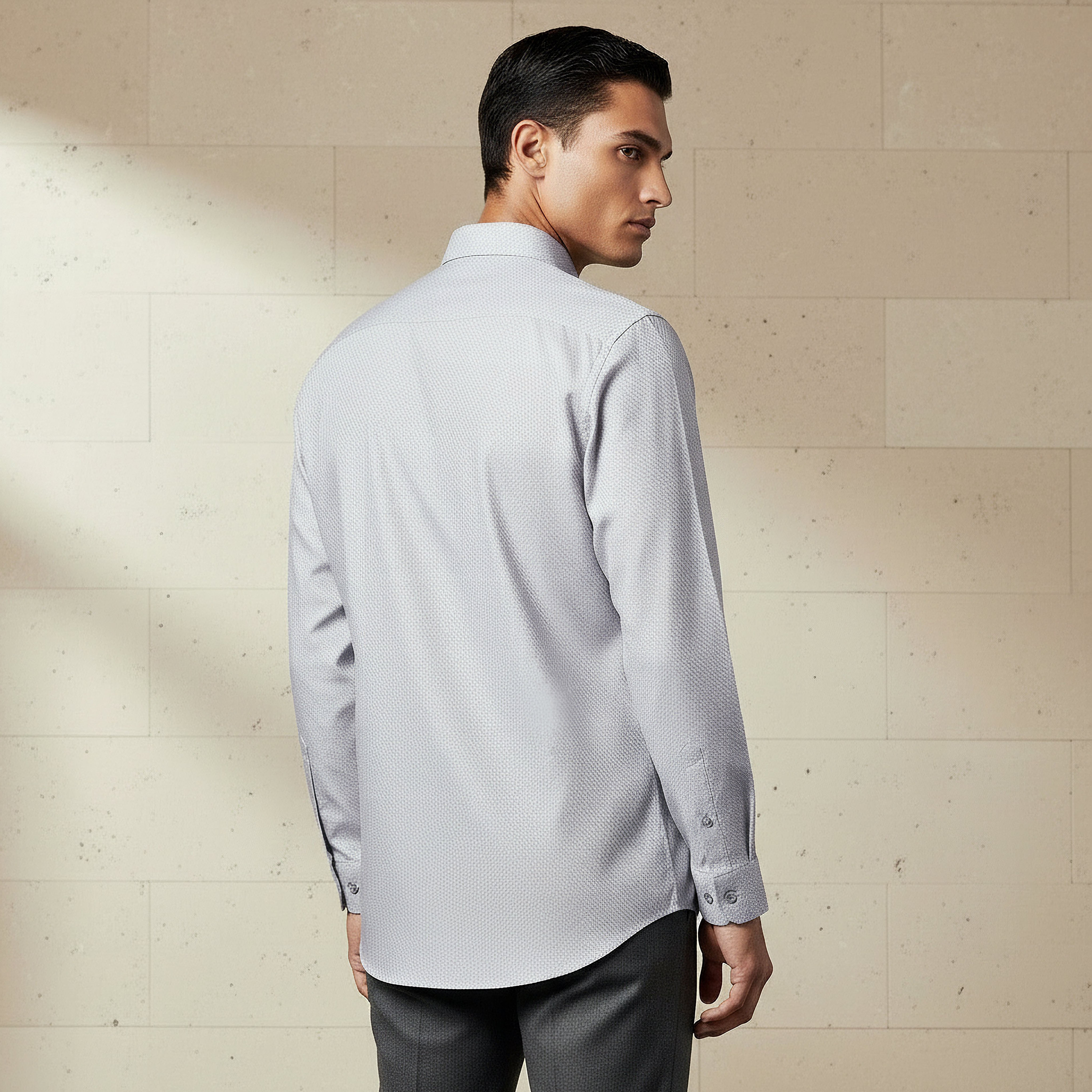Men Regular Fit Collared Textured Long Sleeves Shirt-men-clothing-shirts-image-3