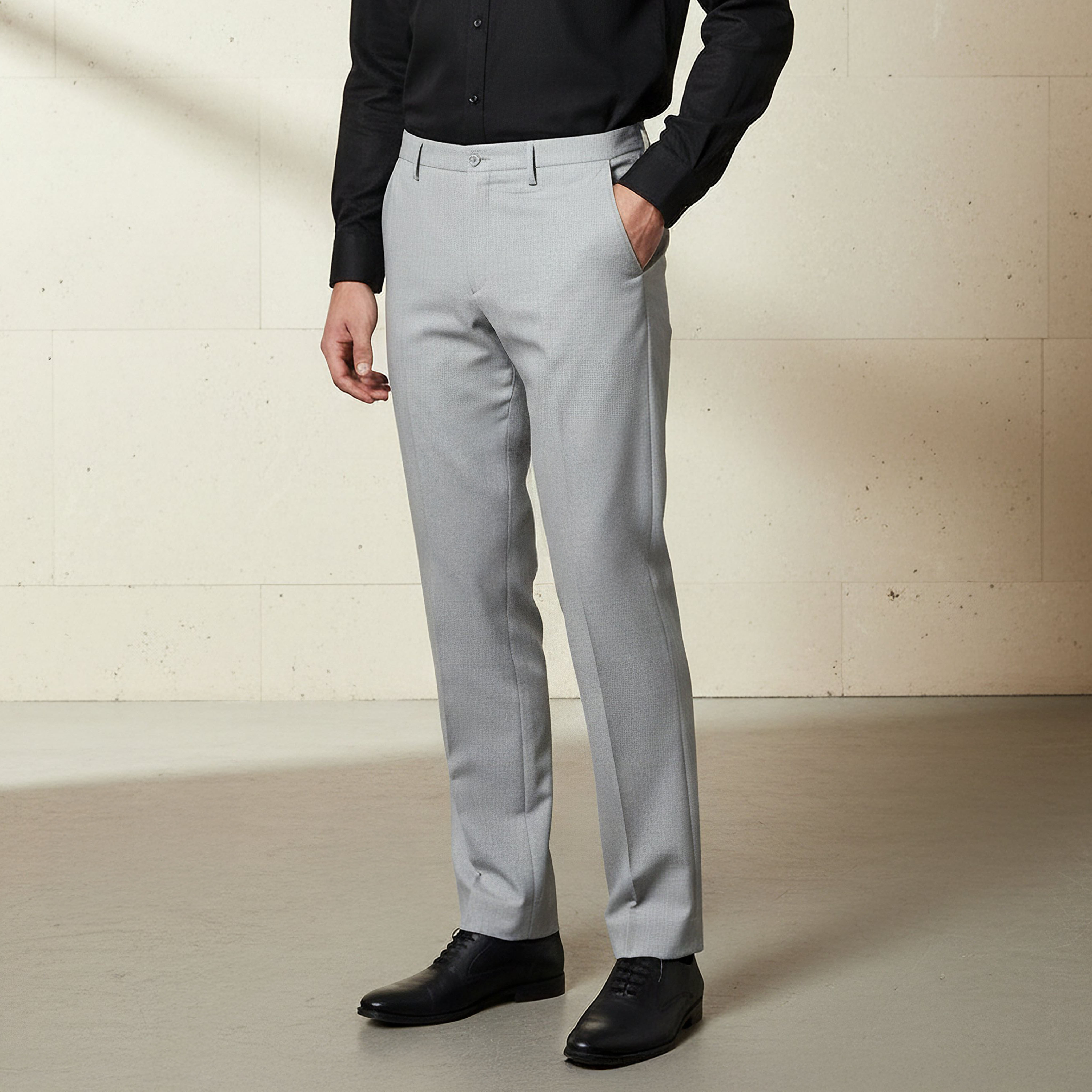 Slim Fit Flexi Waist Formal Trousers-men-clothing-bottoms-trousersandchinos-trousers-image-1