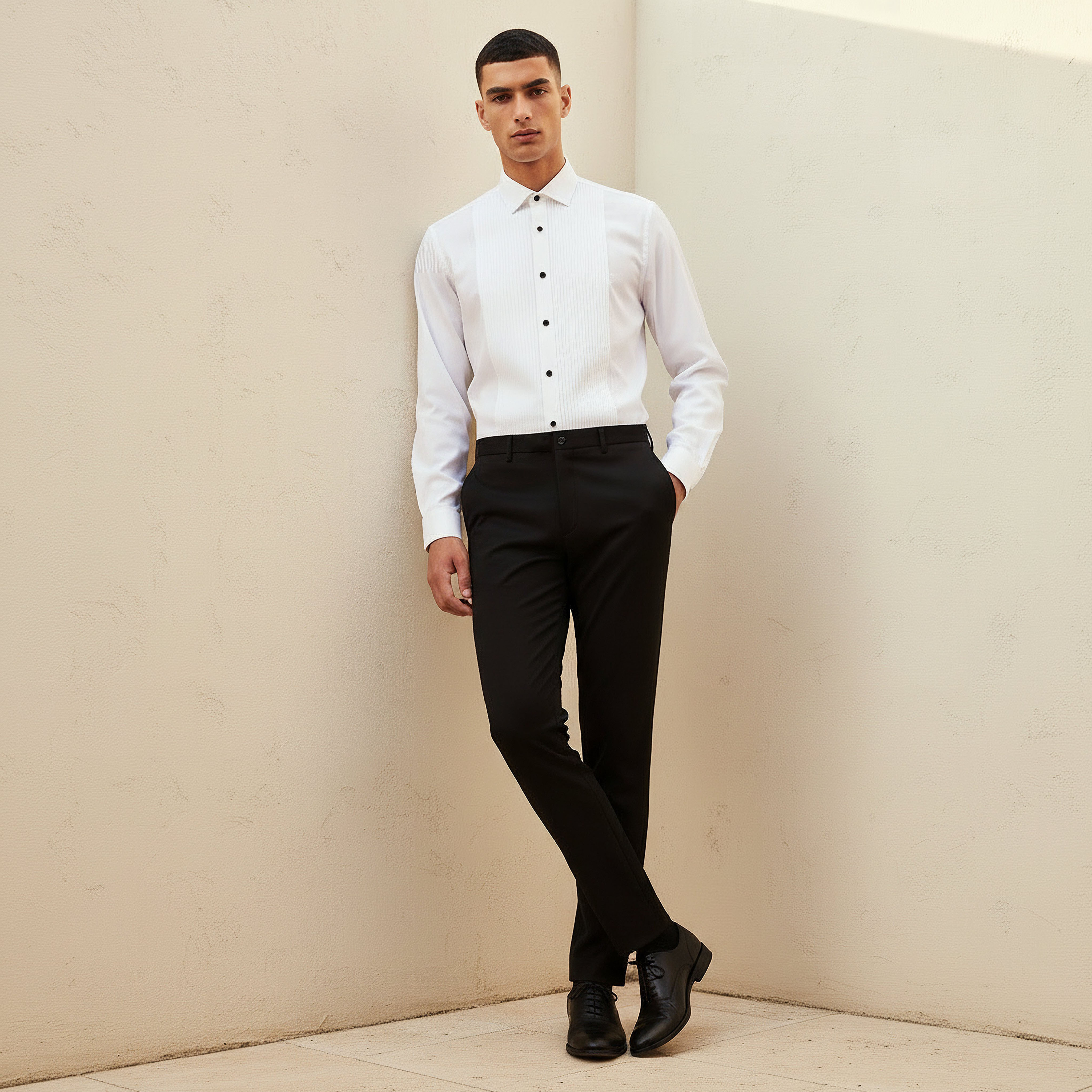 Men Slim Fit Collared Striped Long Sleeves Bib Shirt-men-clothing-shirts-image-3