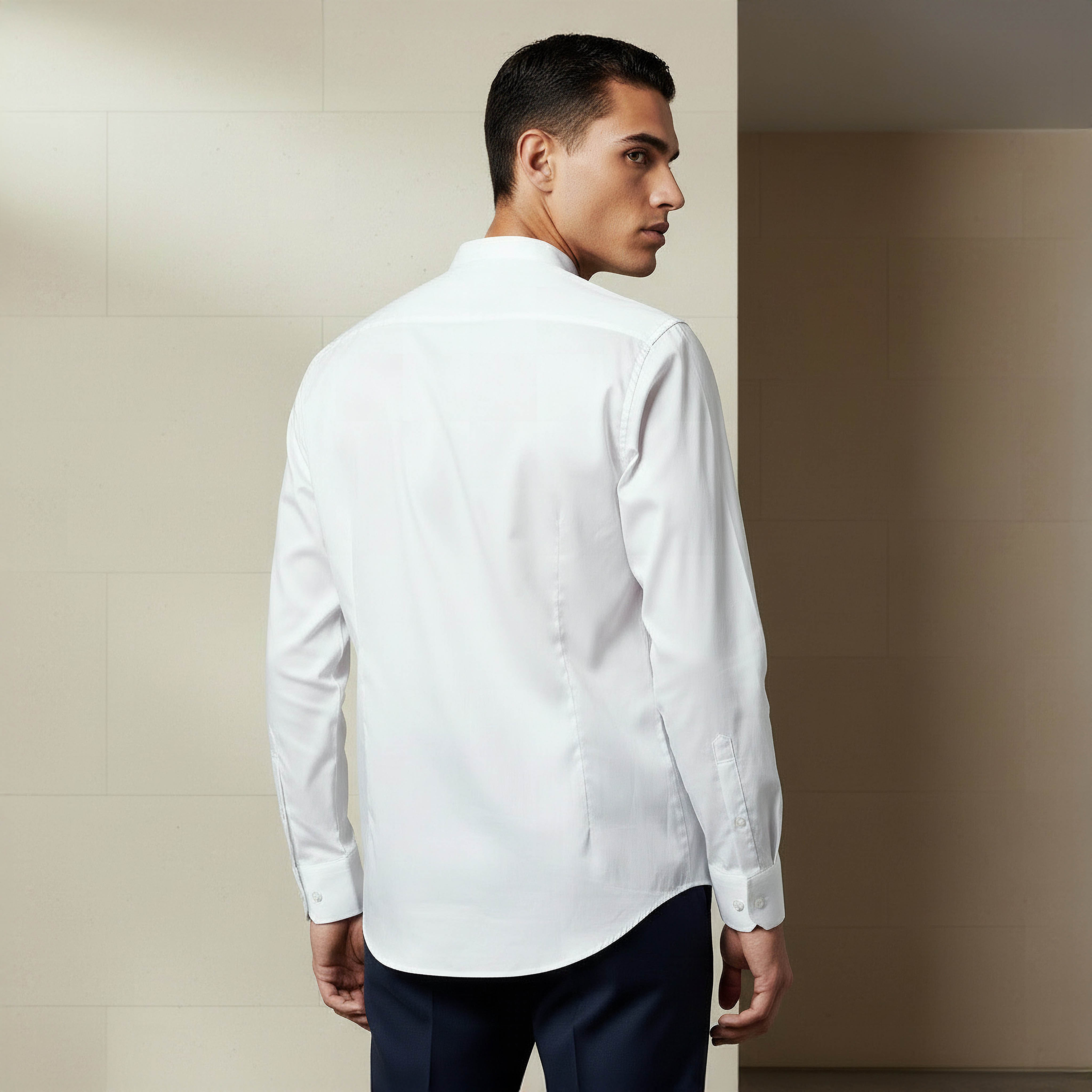 قميص بقصة عادية وياقة ماندارين وأكمام طويلة للرجال-men-clothing-shirts-image-3