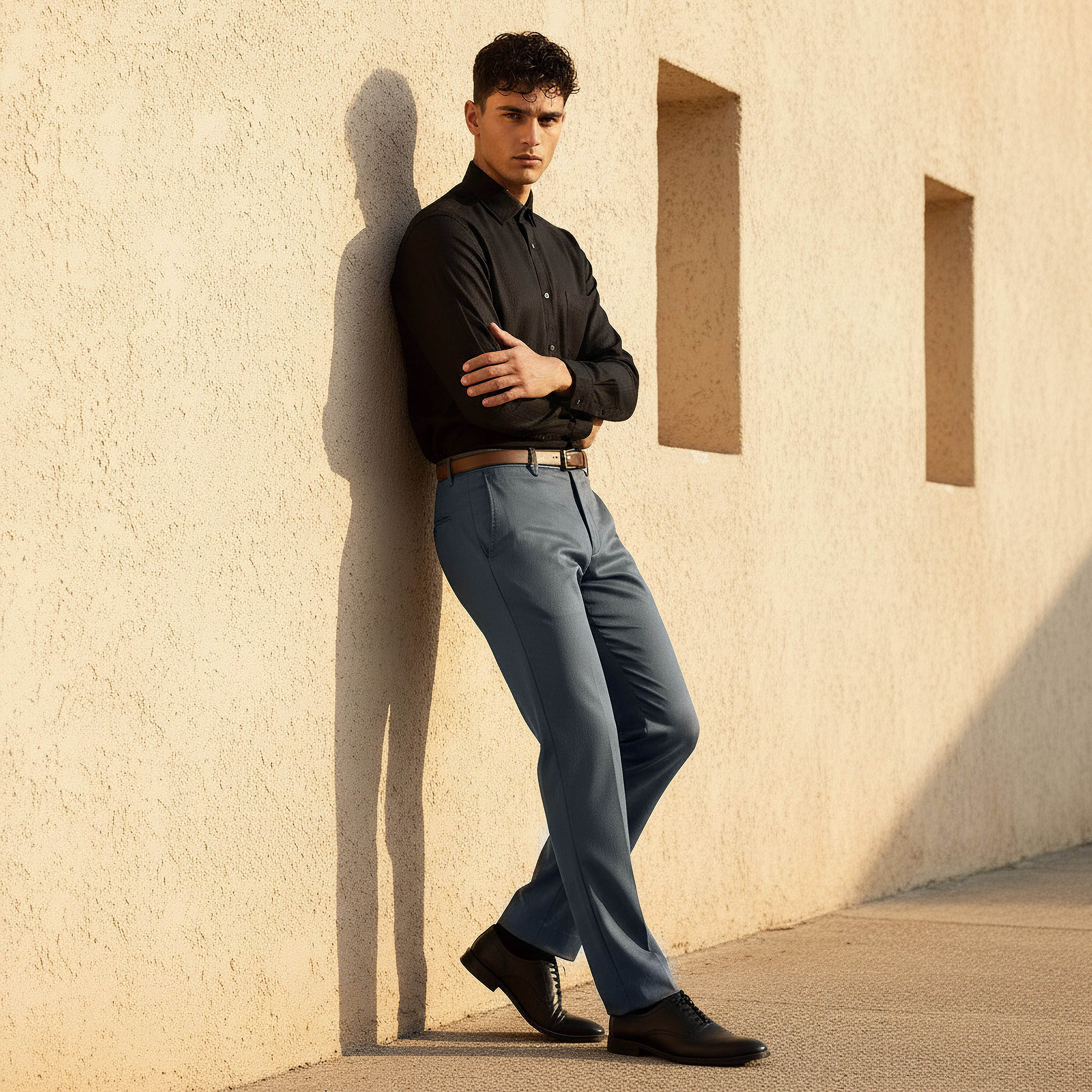 Regular Fit Flexi Waist Formal Trousers-men-clothing-bottoms-trousersandchinos-trousers-image-3