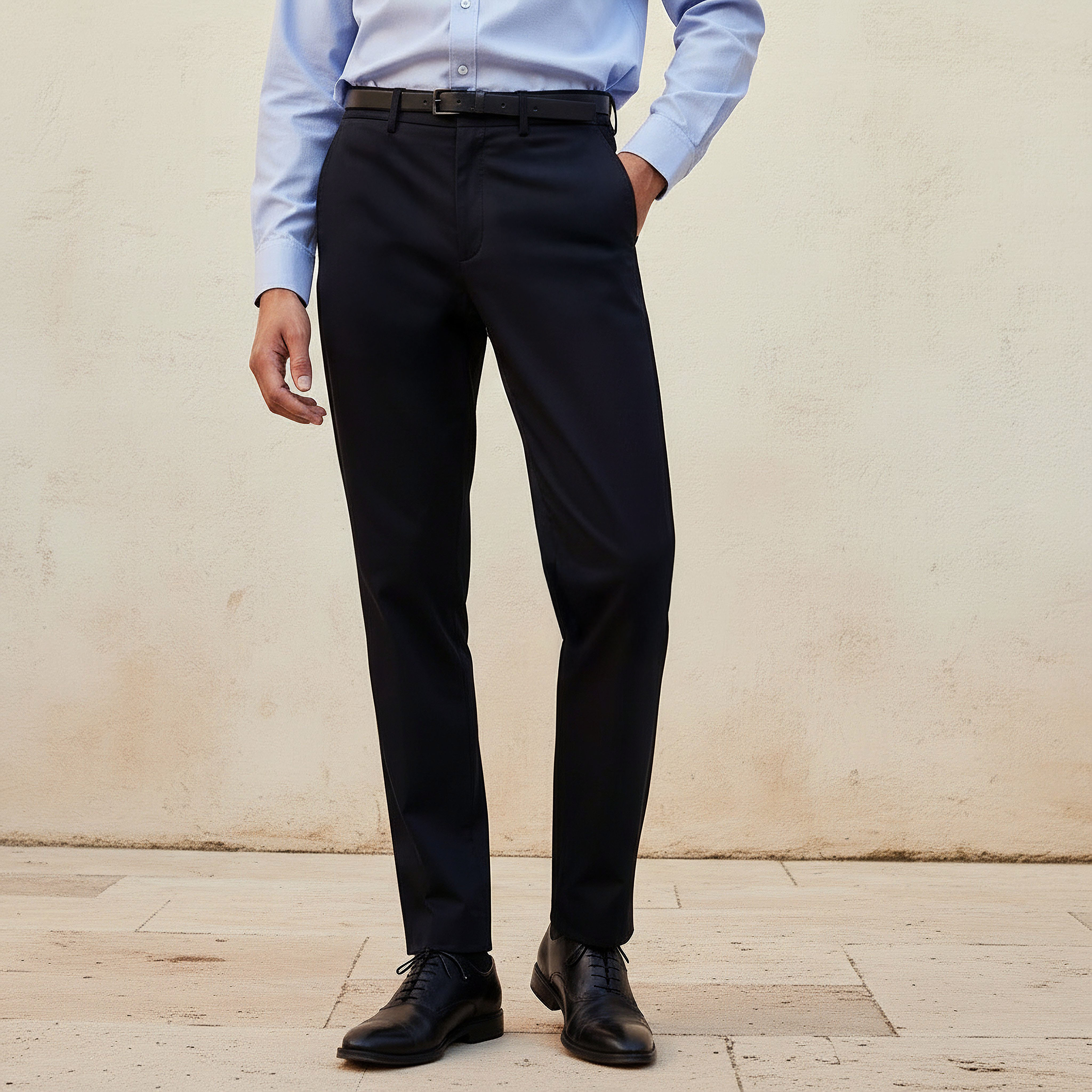 Regular Fit Flexi Waist Formal Trousers-men-clothing-bottoms-trousersandchinos-trousers-image-1