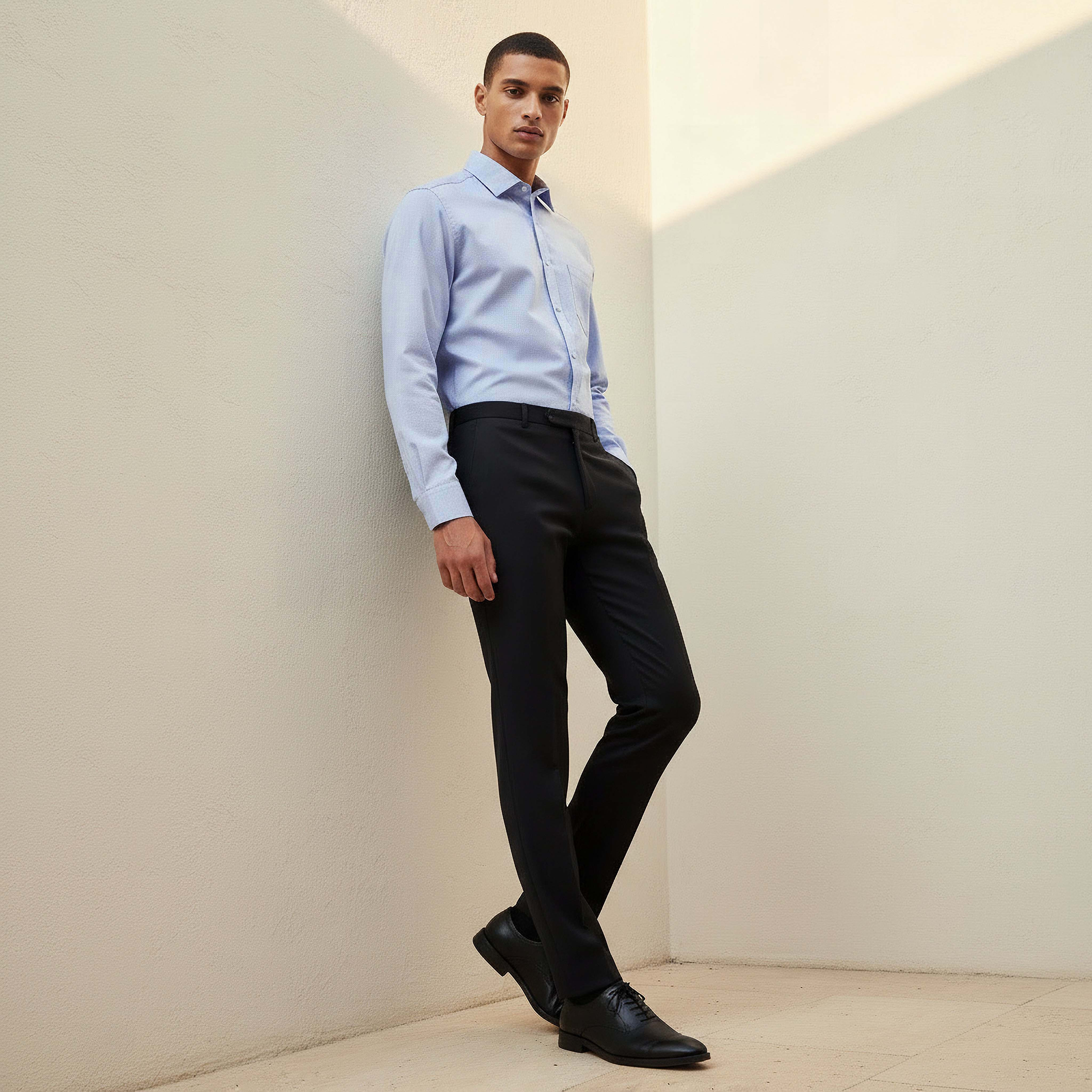 Men Regular Fit Collared Textured Long Sleeve Shirt-men-clothing-shirts-image-3