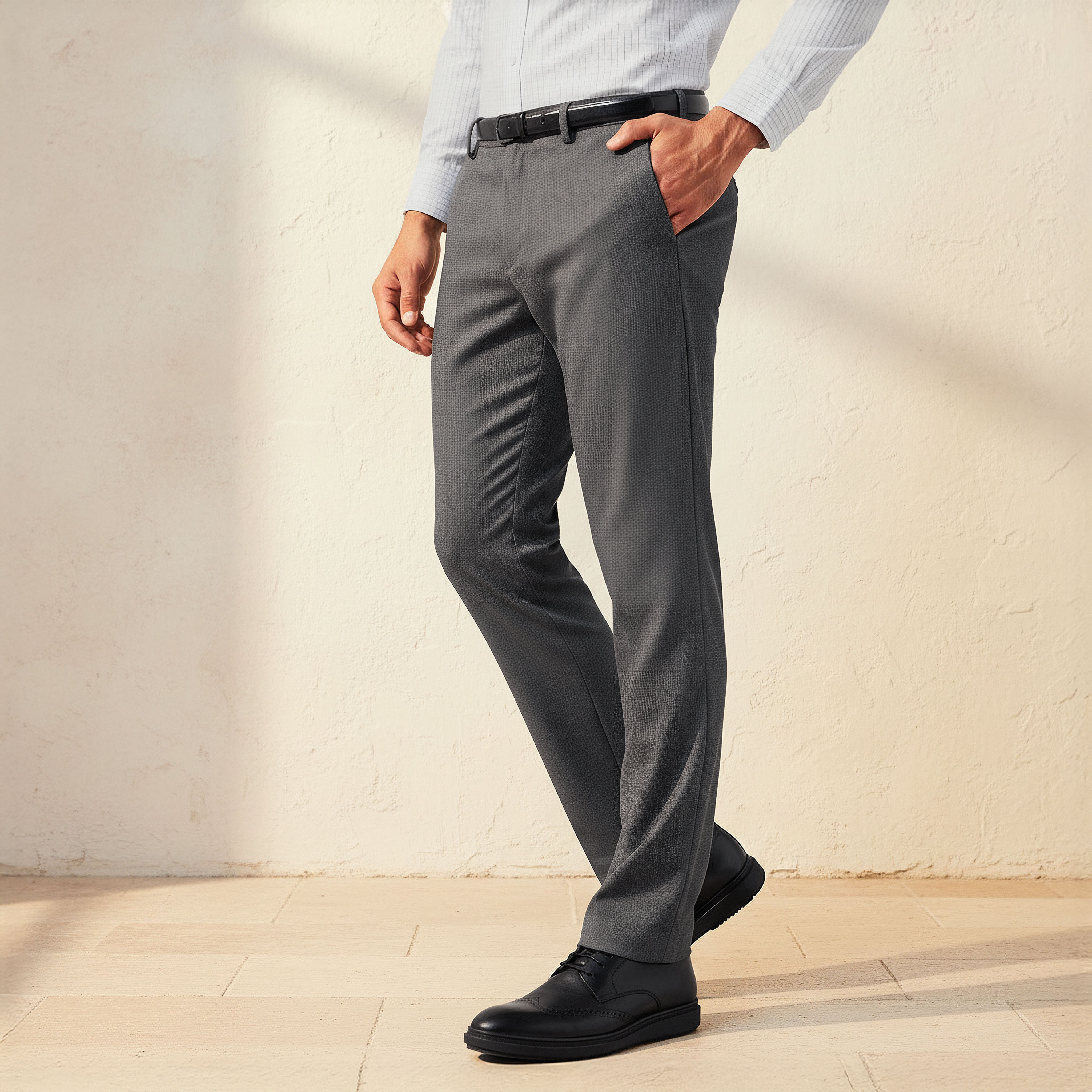 Slim Fit Flexi Waist Formal Trousers-PROMO_SP_OM_2FOR18_130625-image-1