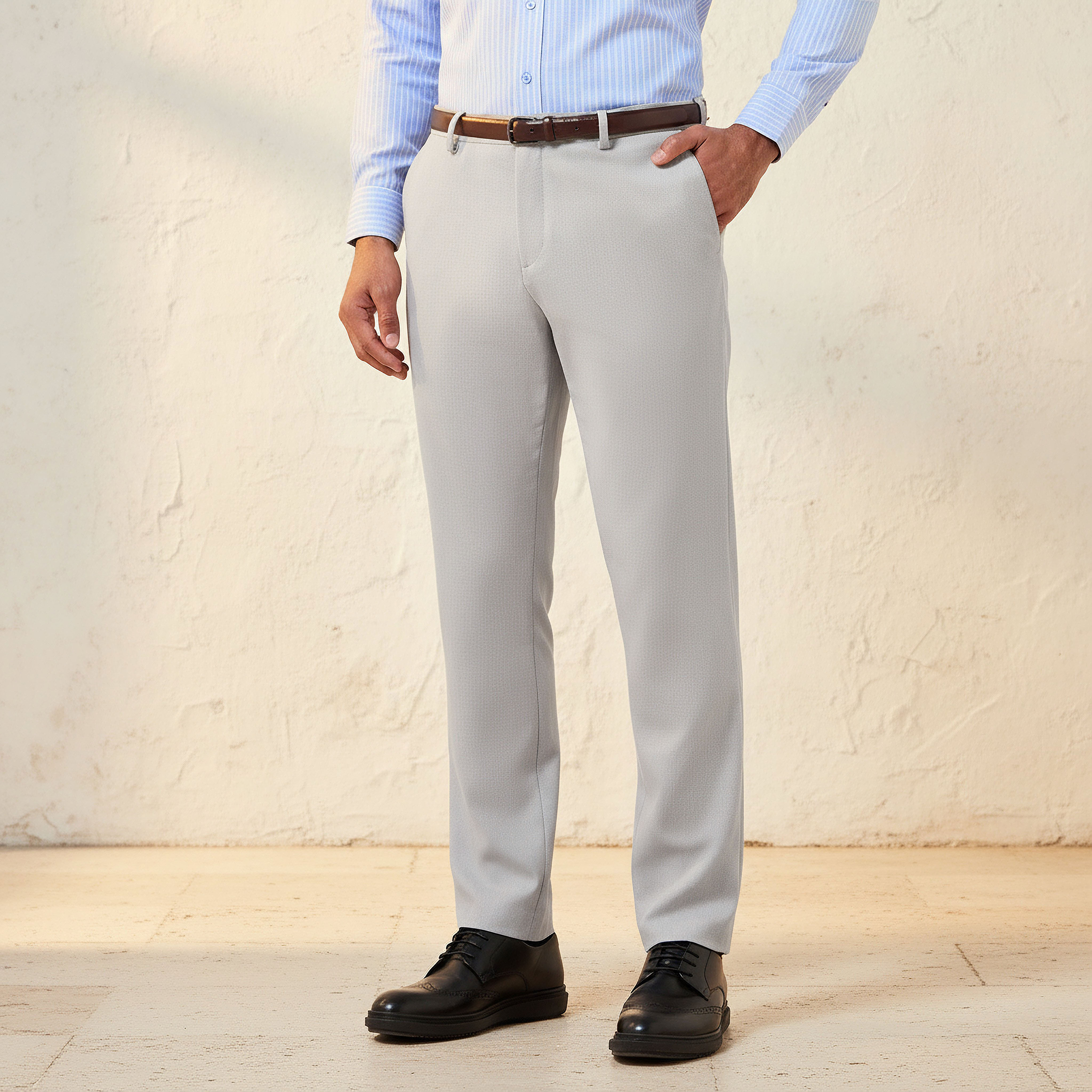 Slim Fit Flexi Waist Formal Trousers-men-clothing-bottoms-trousersandchinos-trousers-image-1