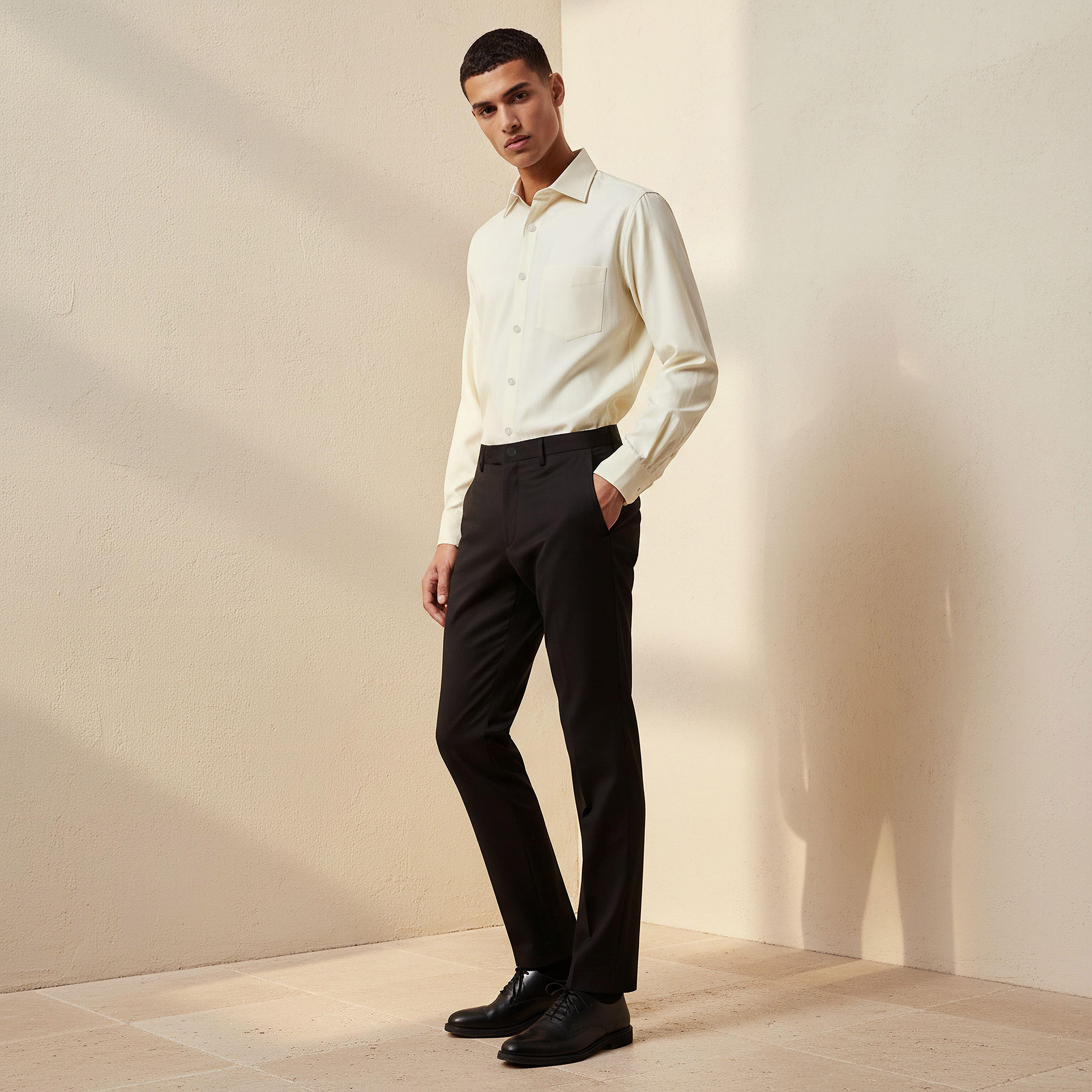 Men Regular Fit Collared Textured Long Sleeves Shirt-men-clothing-shirts-image-4