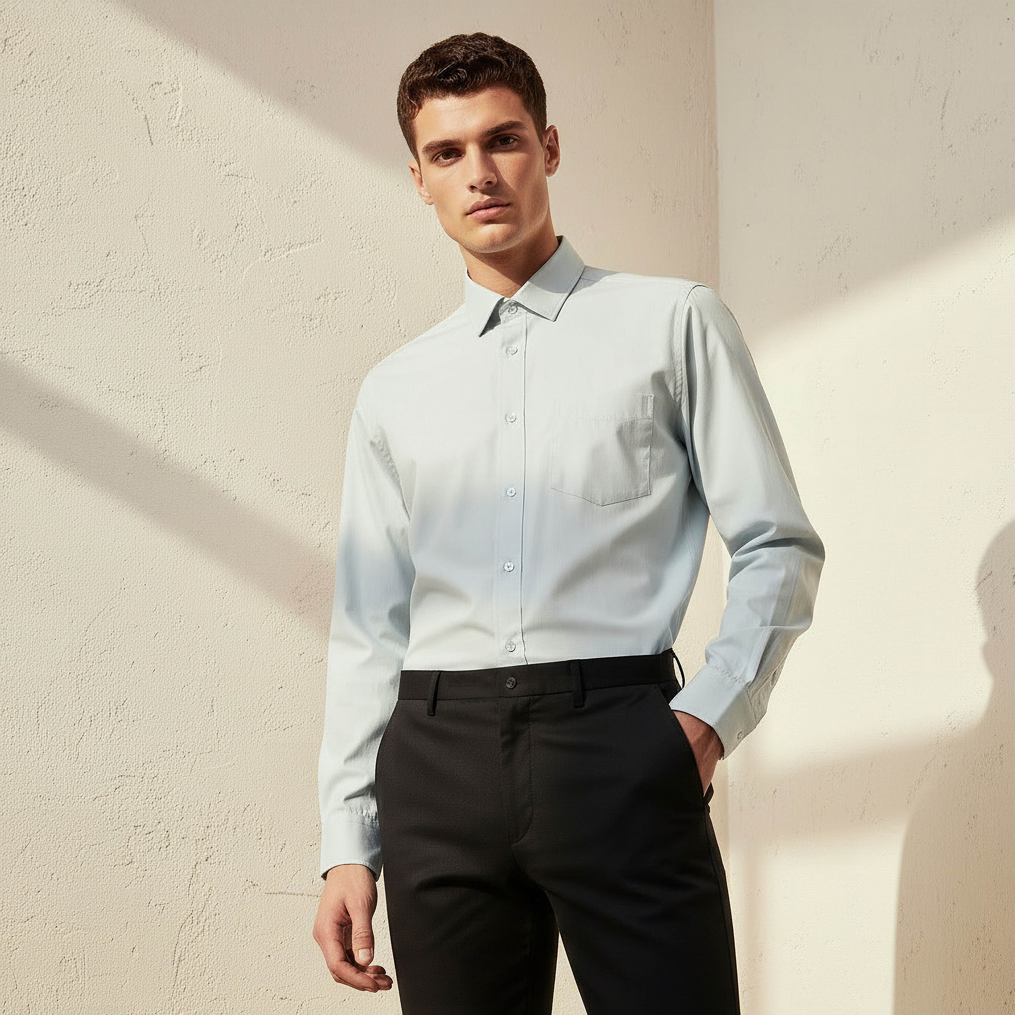 قميص فيلافيل رجالي بأكمام طويلة وياقة وقصة عادية-men-clothing-shirts-image-1