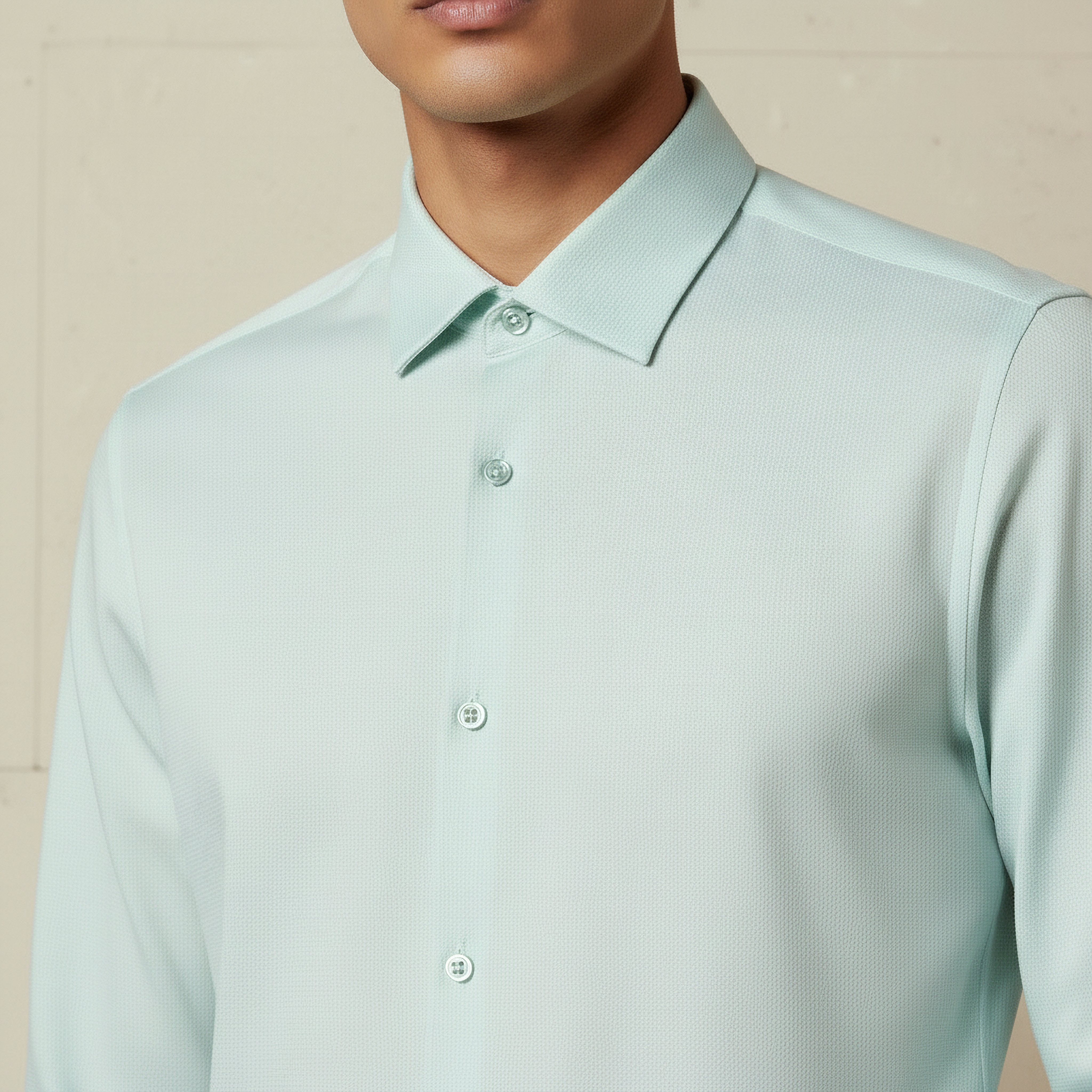 Men Slim Fit Collared Textured Long Sleeves Shirt-men-clothing-shirts-image-4