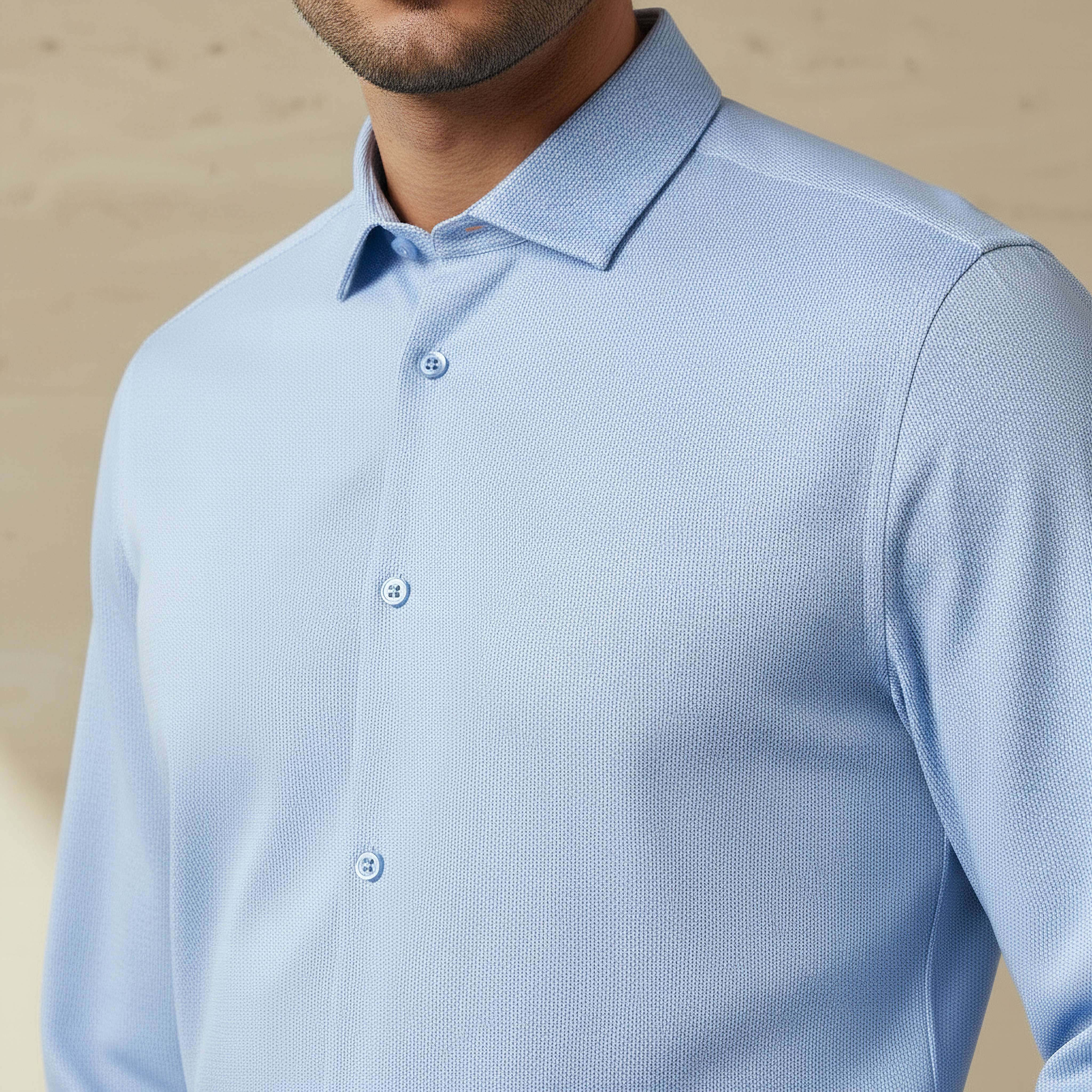 قميص رجالي بارز الملمس بقصة ضيقة وياقة عادية وأكمام طويلة-men-clothing-shirts-image-4