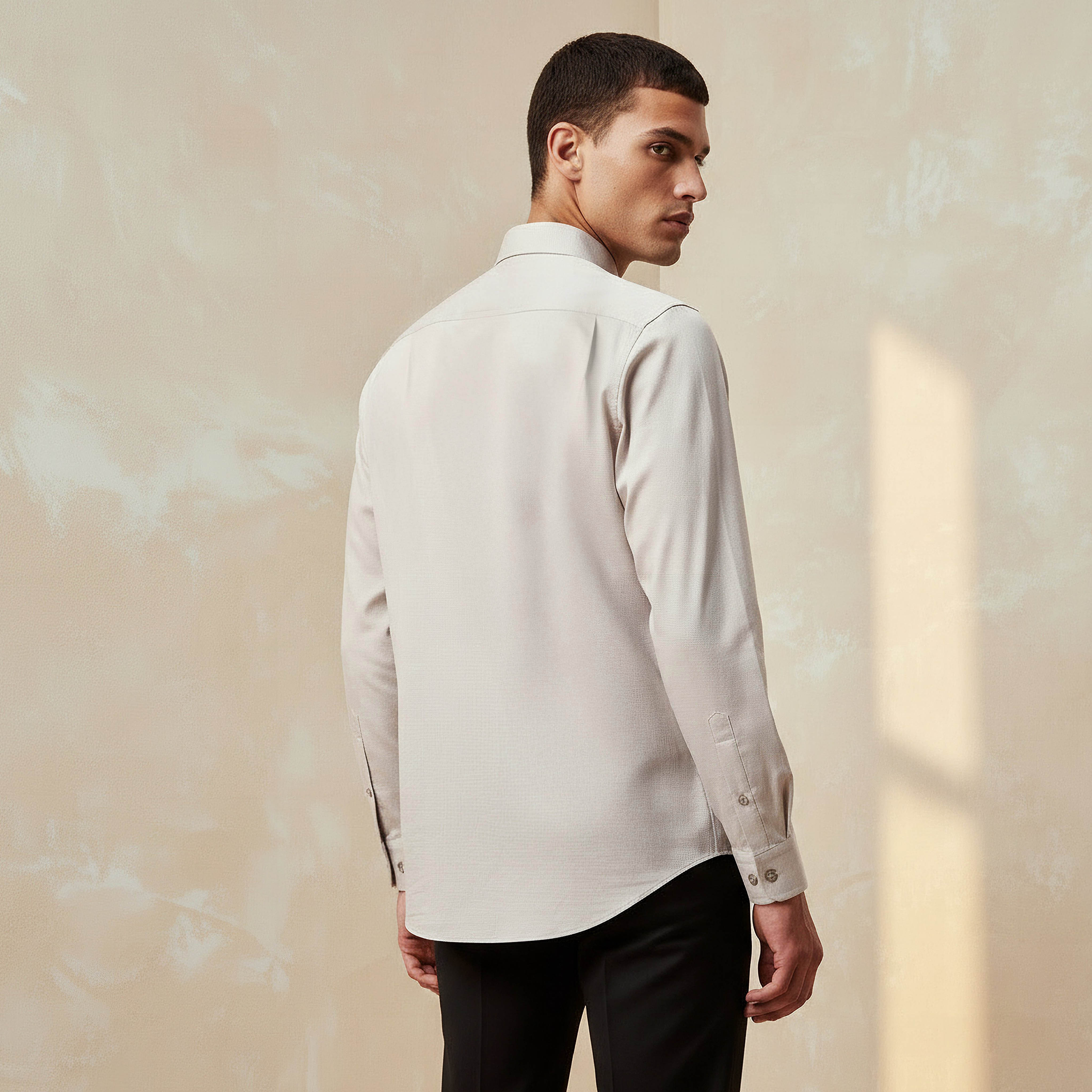Men Slim Fit Collared Textured Long Sleeve Shirt-men-clothing-shirts-image-3