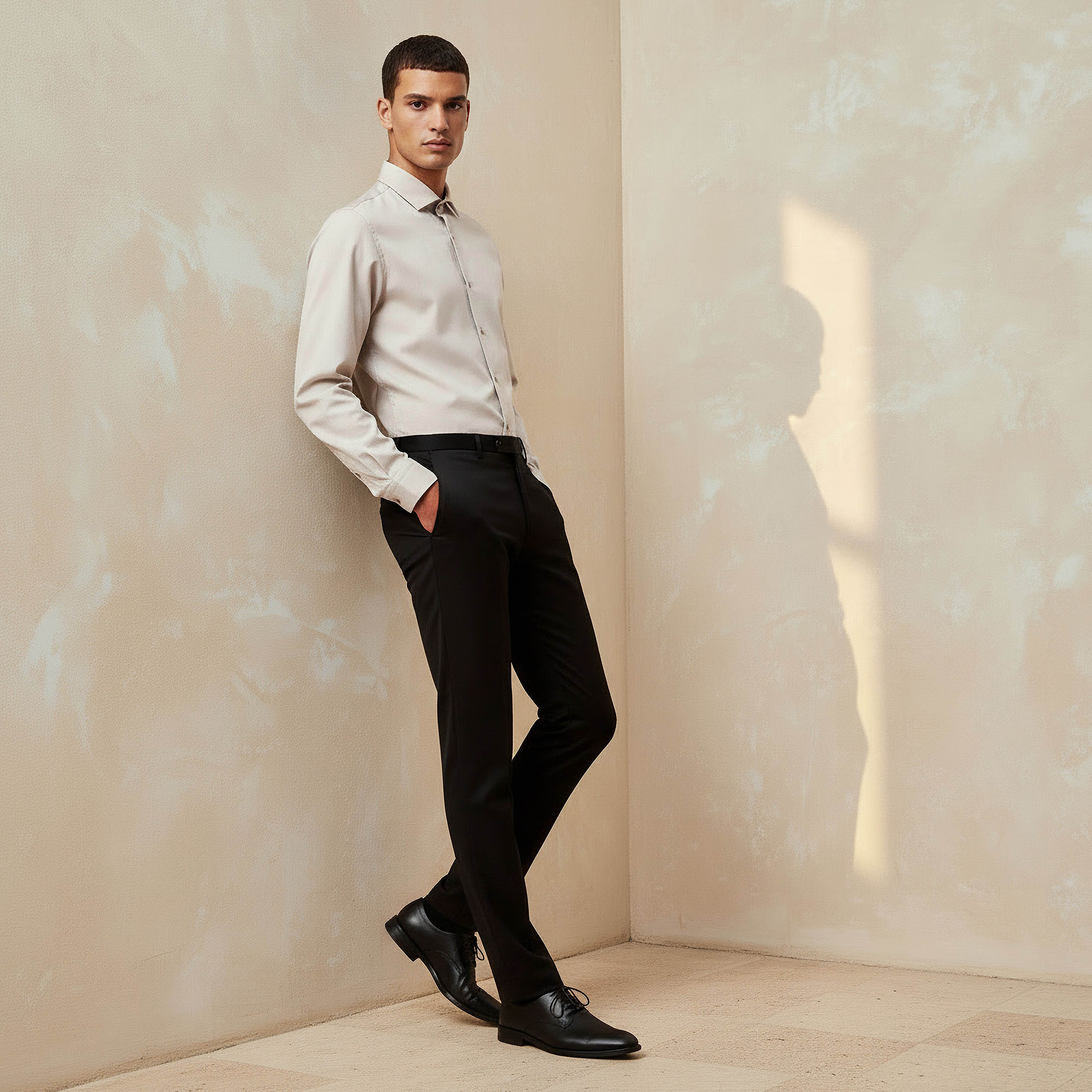 Men Slim Fit Collared Textured Long Sleeve Shirt-men-clothing-shirts-image-4