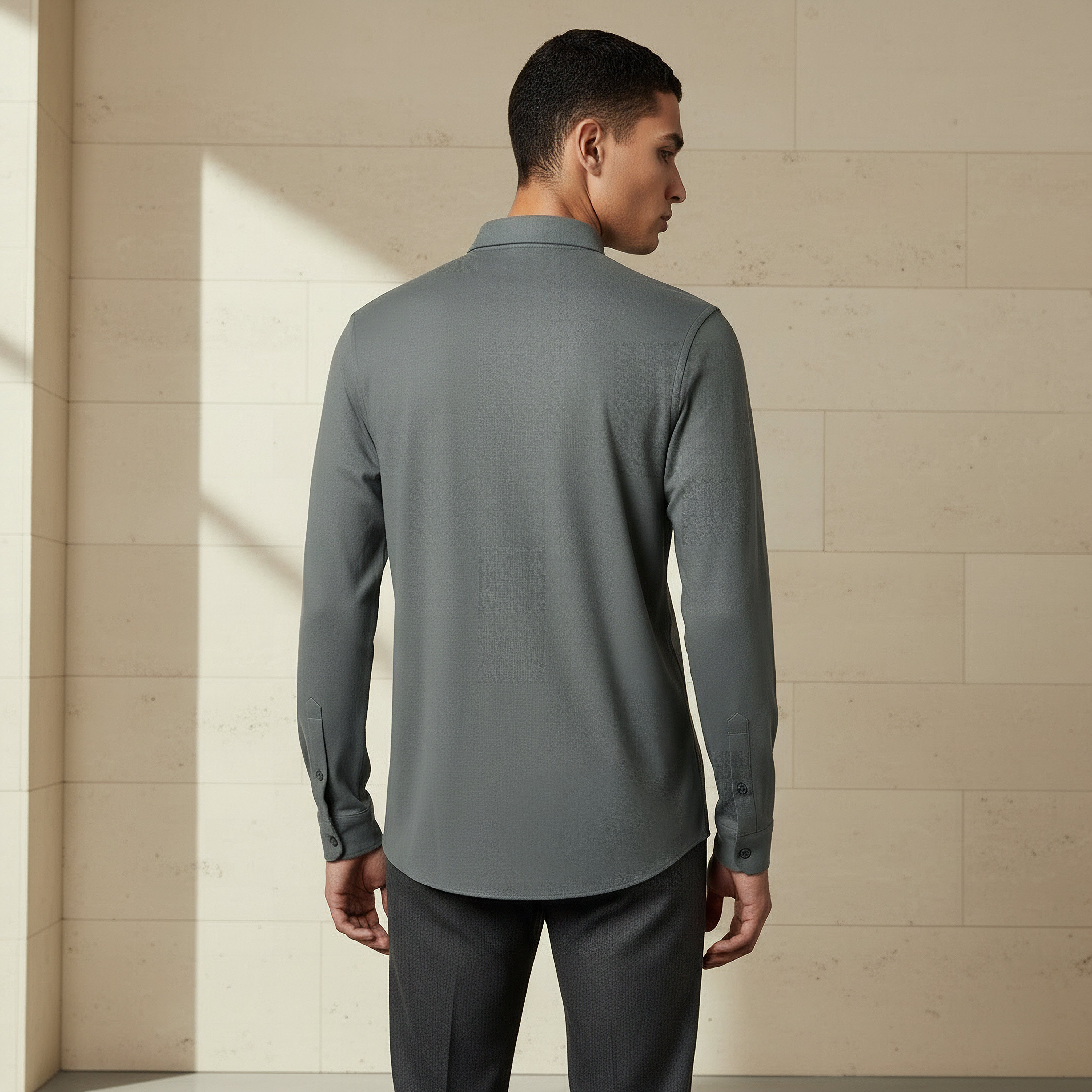 Men Slim Fit Collared Textured Long Sleeves Shirt-men-clothing-shirts-image-3