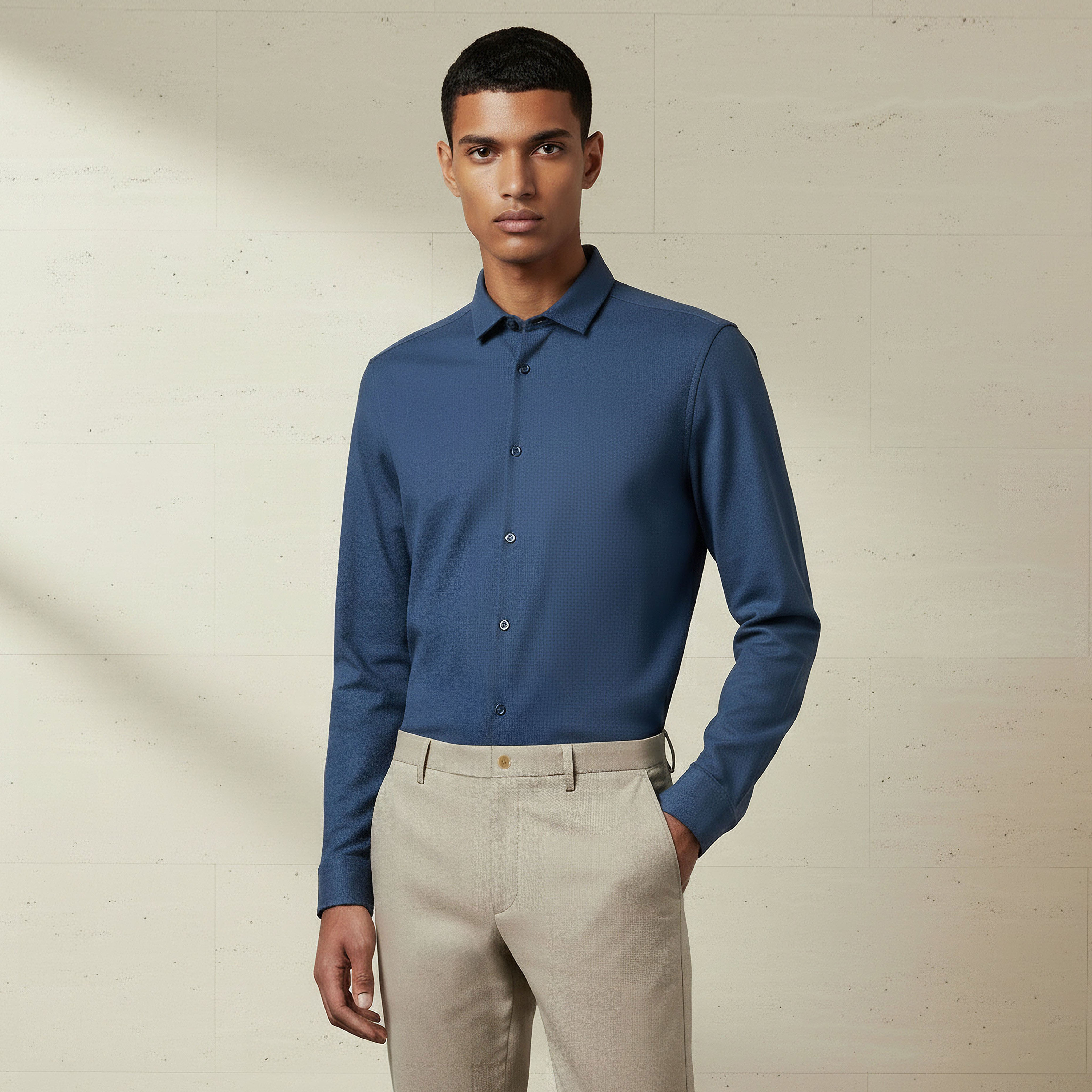 Men Slim Fit Collared Textured Long Sleeves Shirt-PROMO_SP_SA_2FOR169_110625-image-1