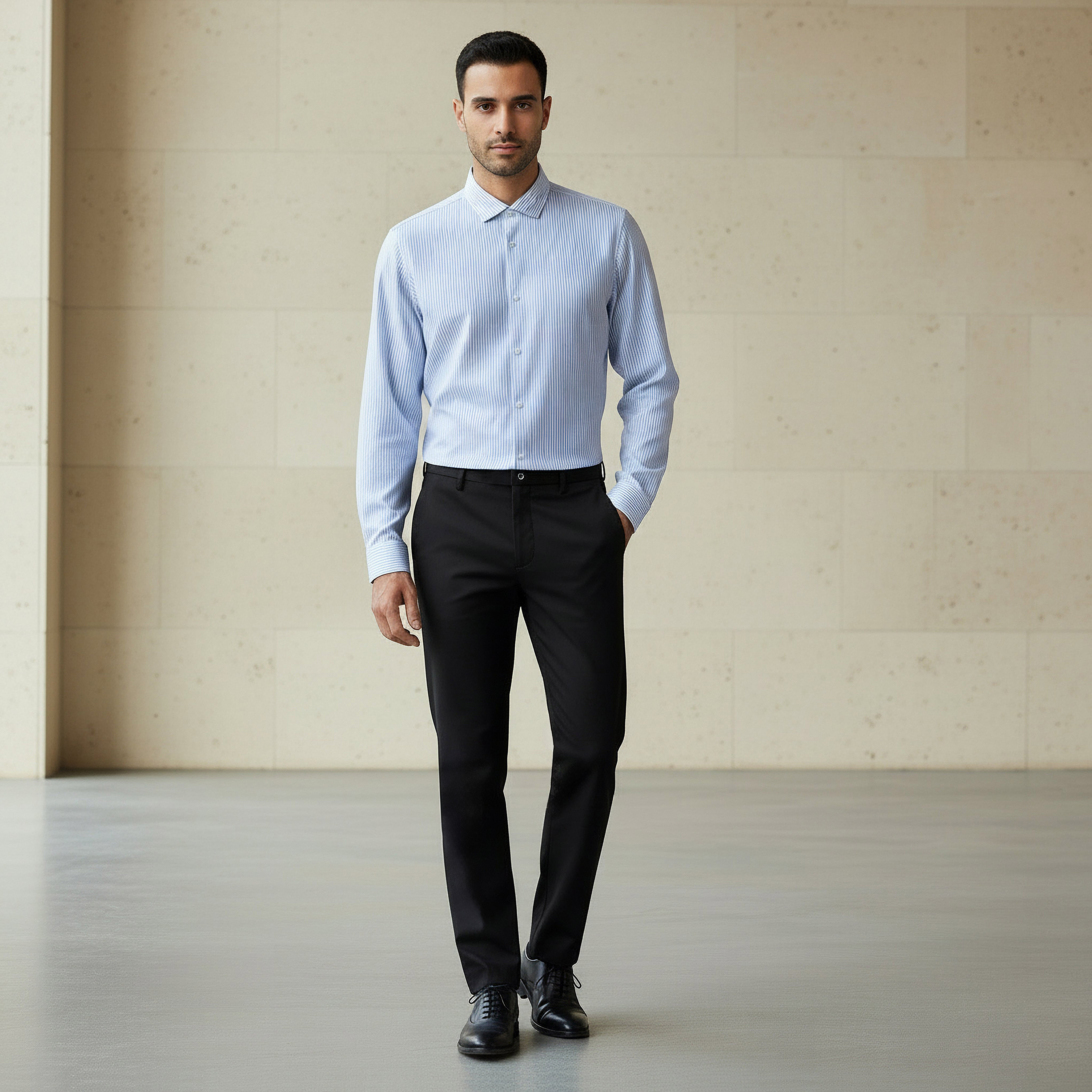 Men Slim Fit Collared Striped Long Sleeves Shirt-men-clothing-shirts-image-2