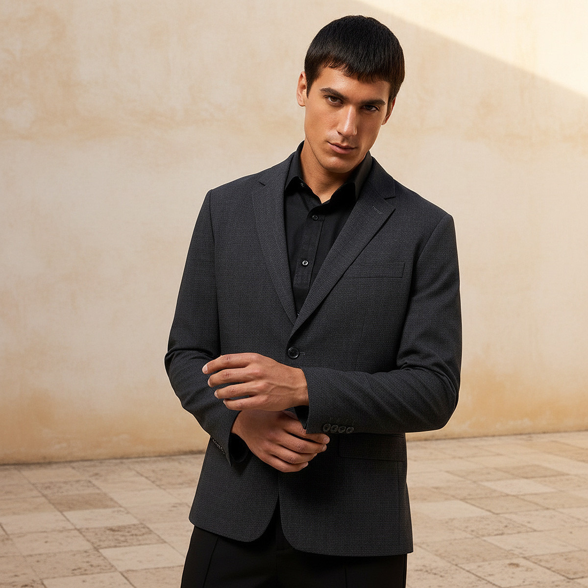 Men Slim Fit Checked Blazer-men-clothing-jacketsandblazers-blazers-image-1
