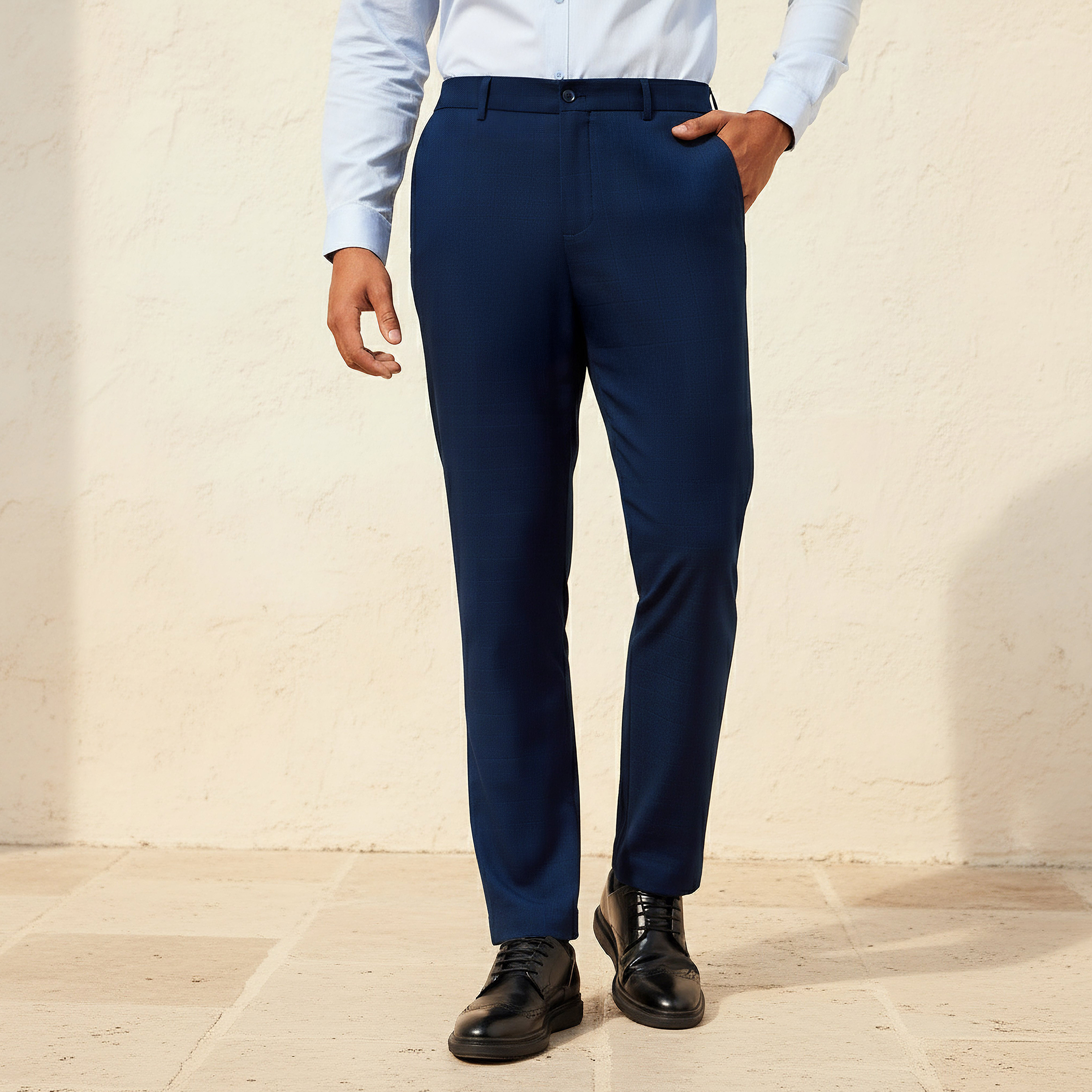 Slim Fit Flexi Waist Formal Trousers-men-clothing-bottoms-trousersandchinos-trousers-image-1