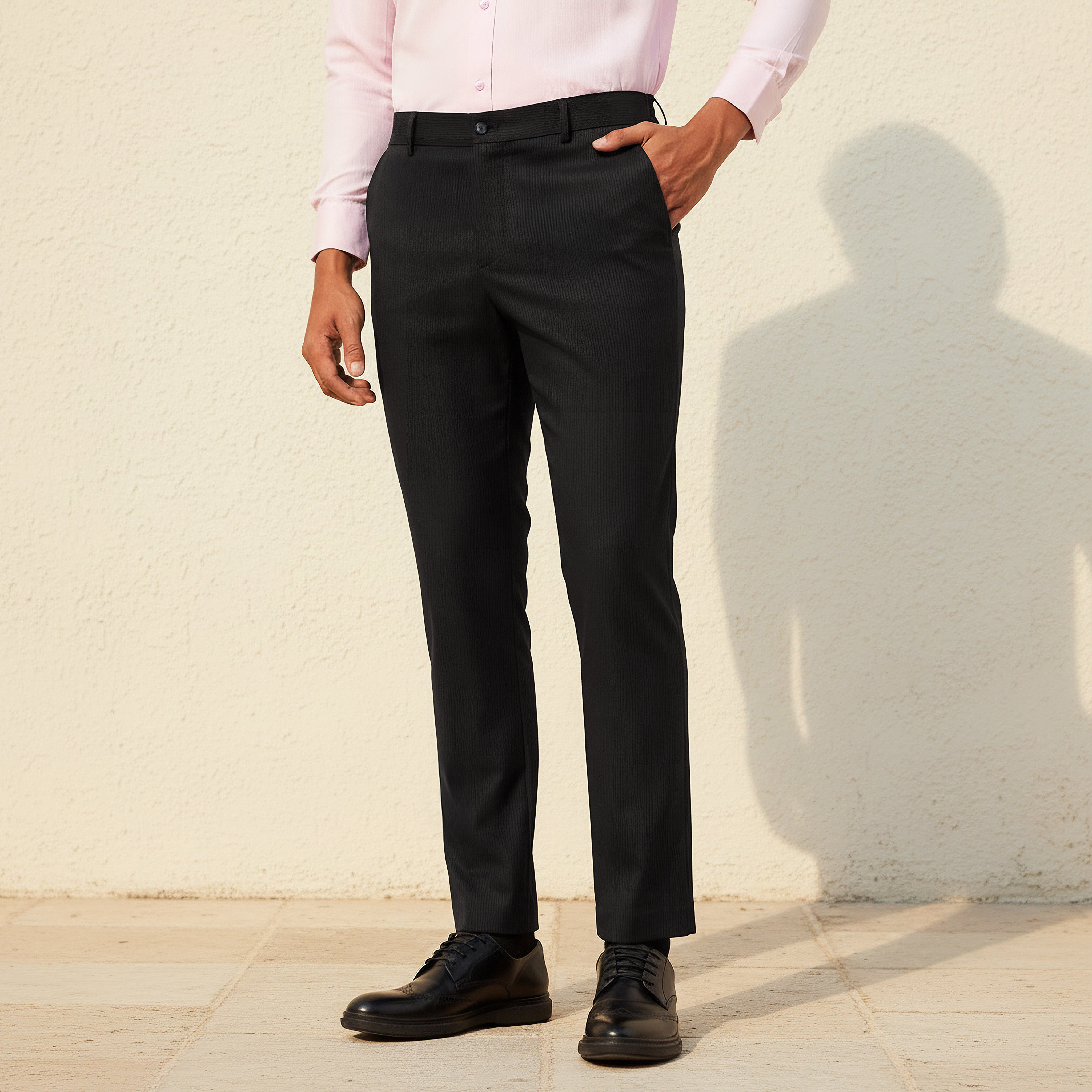 Regular Fit Flexi Waist Formal Trousers-men-clothing-bottoms-trousersandchinos-trousers-image-1